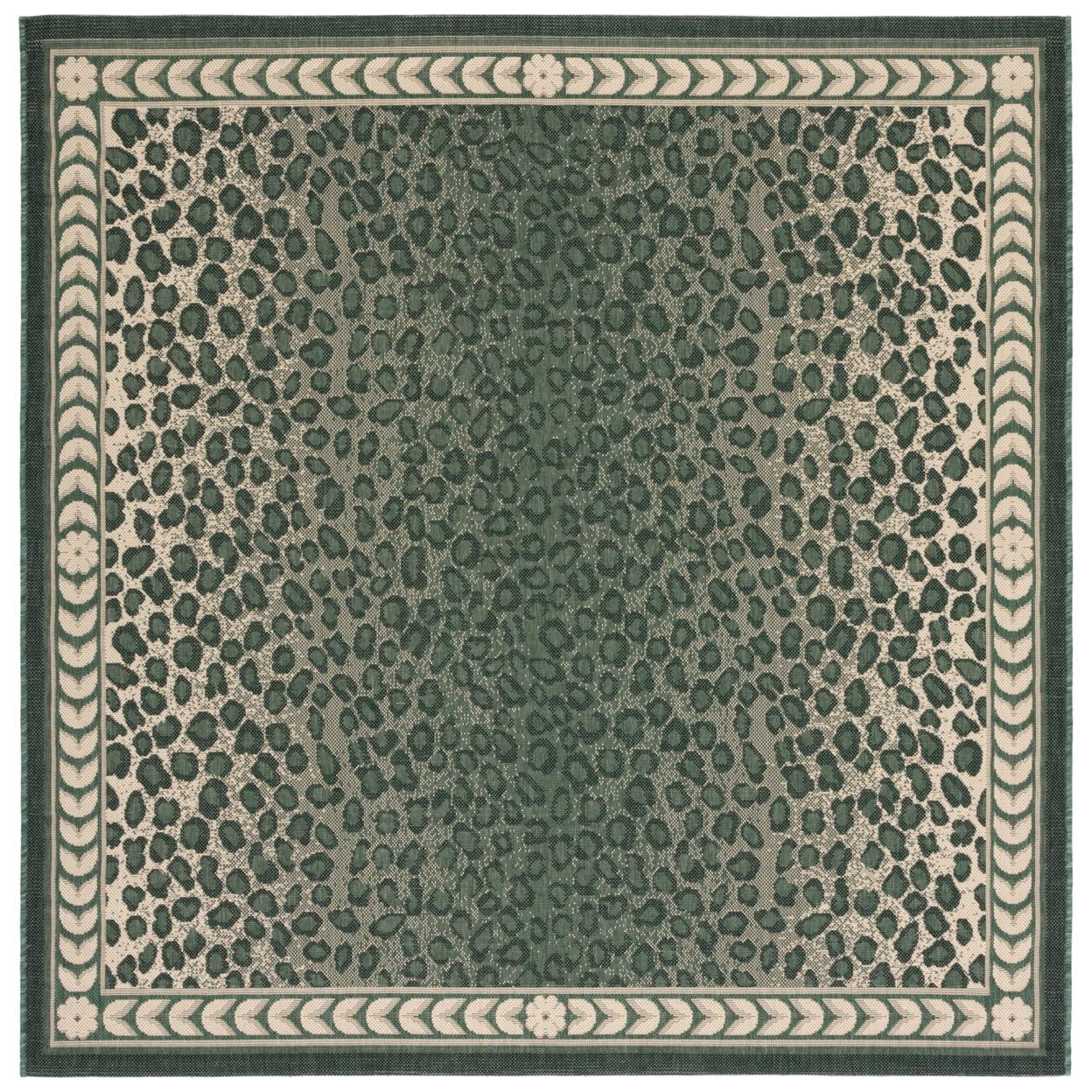 Courtyard CY6100 Power Loomed Indoor/Outdoor Area Rug - Dark Green/Ivory - 6'7"x6'7" - Safavieh.