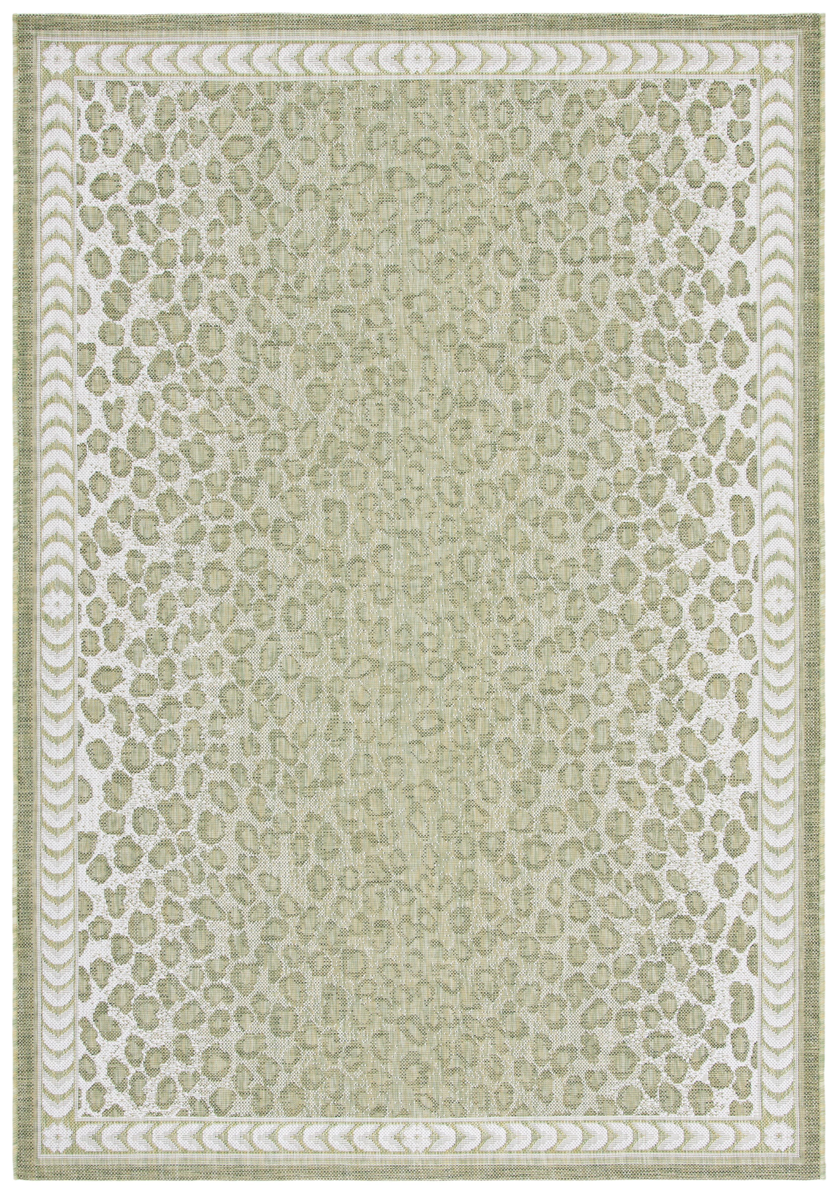 SAFAVIEH Courtyard Candace Spotted Indoor/Outdoor Area Rug, Light Green/Ivory, 8' x 10'