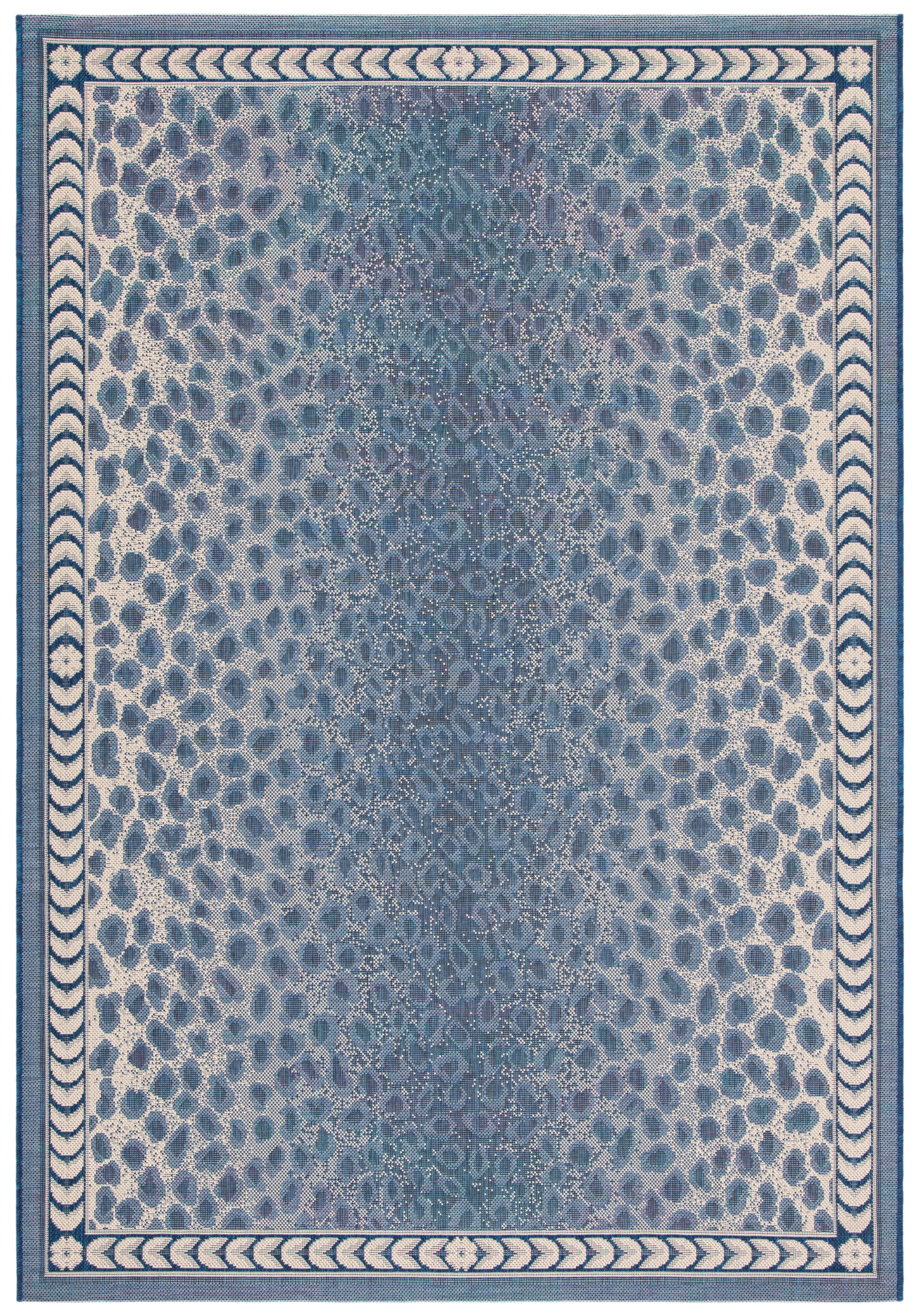 Courtyard CY6100 Power Loomed Indoor/Outdoor Area Rug - Navy/Beige - 4'x5'7" - Safavieh.