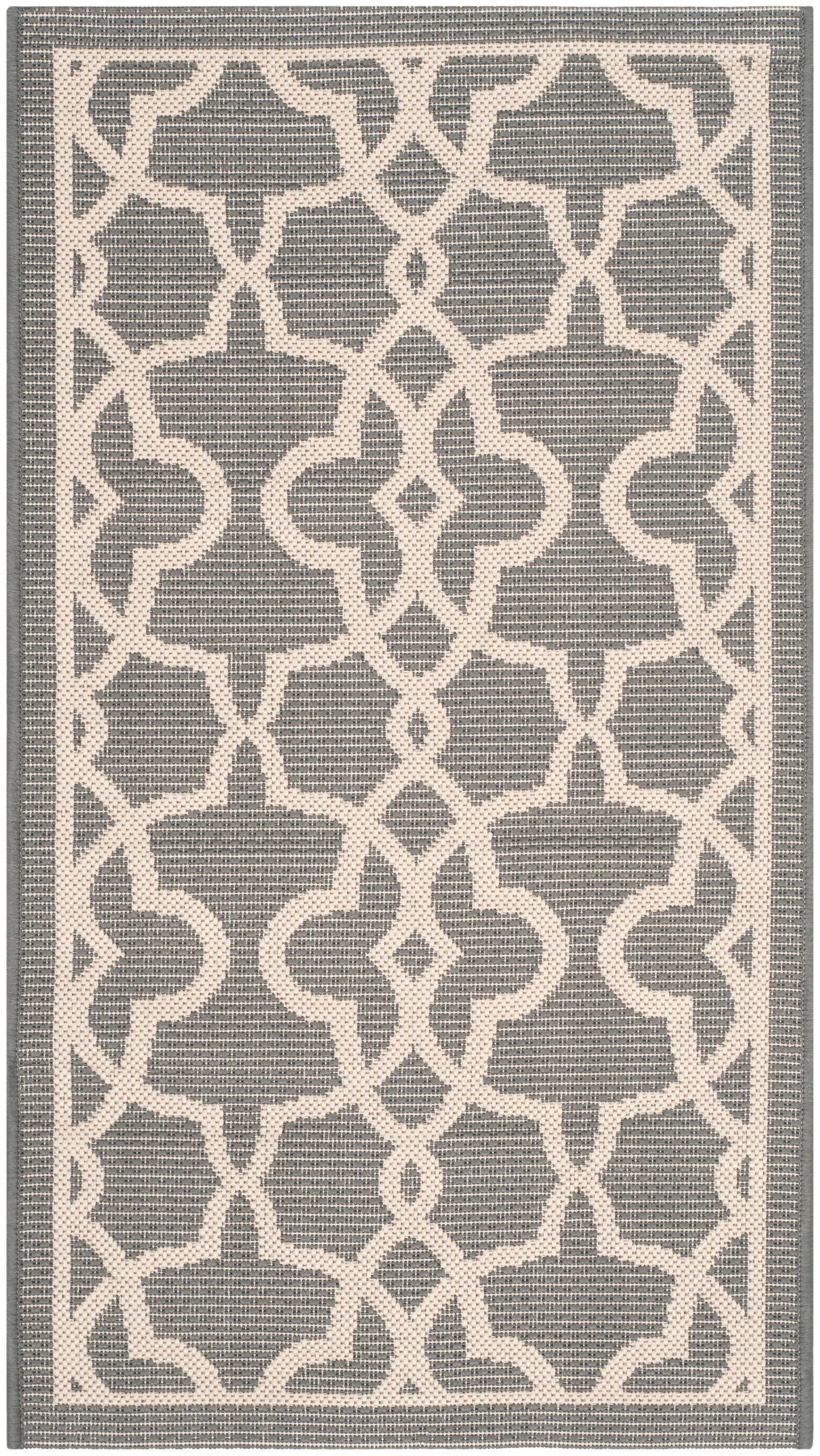 SAFAVIEH Courtyard Carlos Oriental Indoor/Outdoor Area Rug, Grey/Beige, 2'7" x 5'