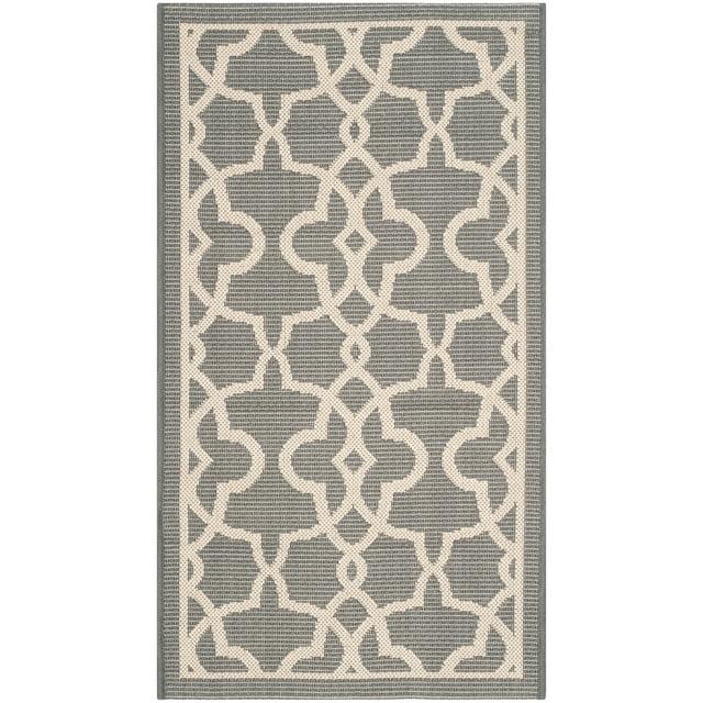 SAFAVIEH Courtyard Carlos Oriental Indoor/Outdoor Area Rug, Grey/Beige, 2'7" x 5'