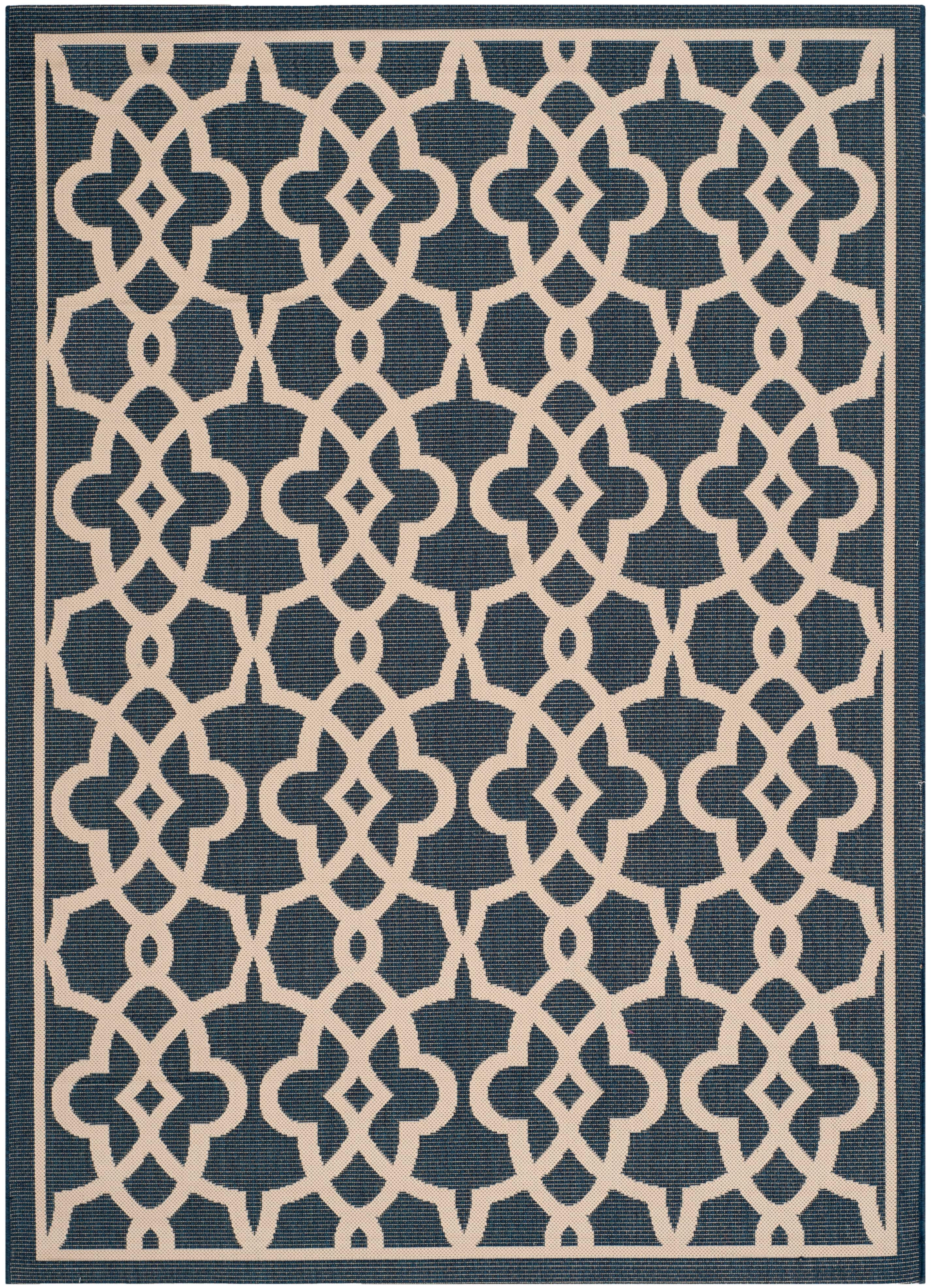Courtyard CY6071 Power Loomed Indoor and Outdoor Area Rug - Navy/Beige - 5'3"x7'7" - Safavieh