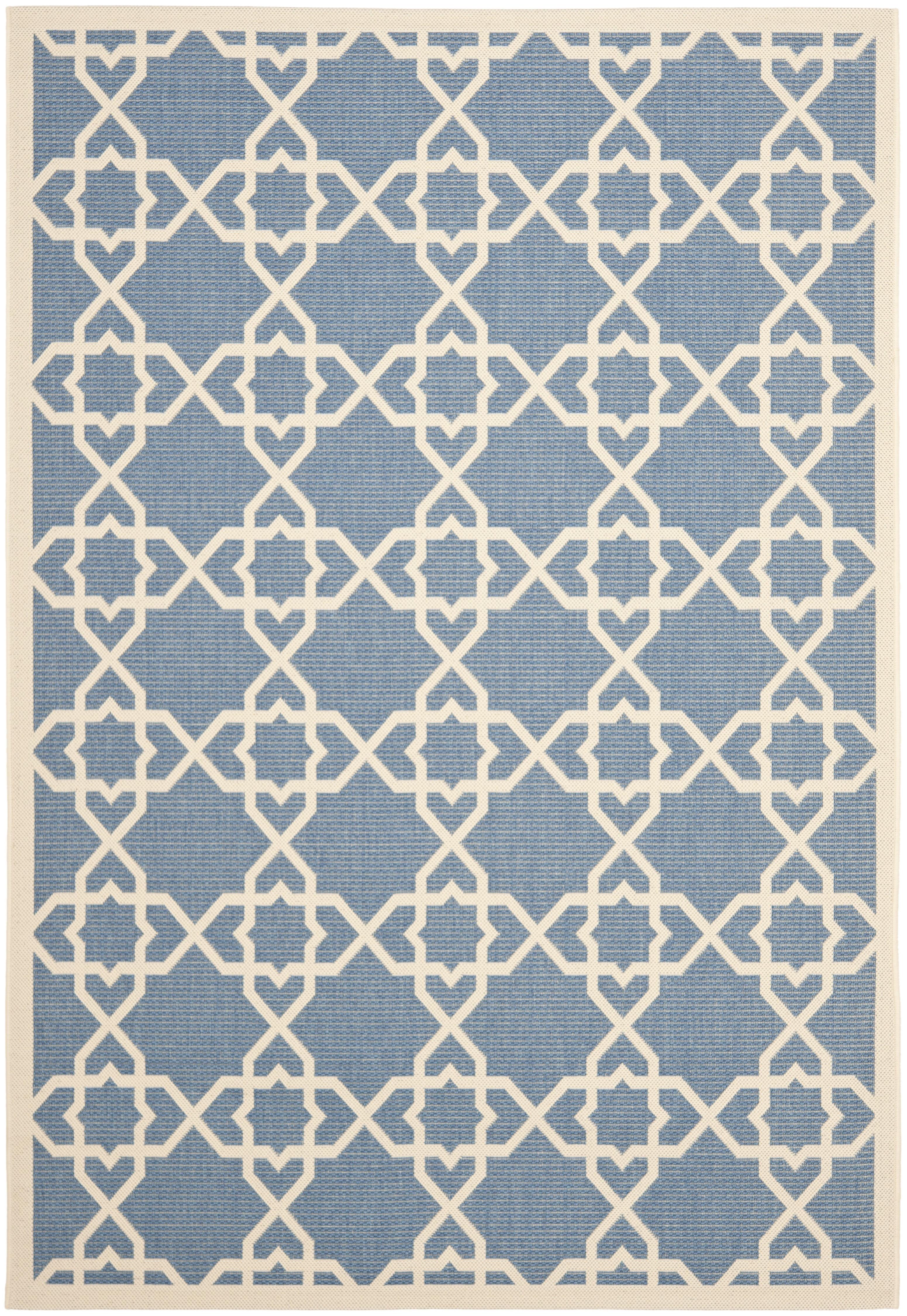 Courtyard CY6032 Power Loomed Indoor and Outdoor Area Rug - Blue/Beige - 5'3"x7'7" - Safavieh