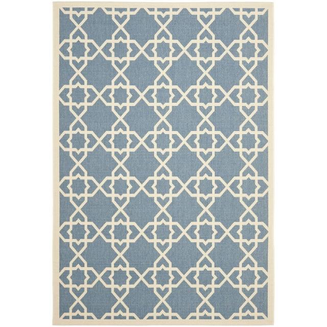 Courtyard CY6032 Power Loomed Indoor and Outdoor Area Rug - Blue/Beige - 5'3"x7'7" - Safavieh