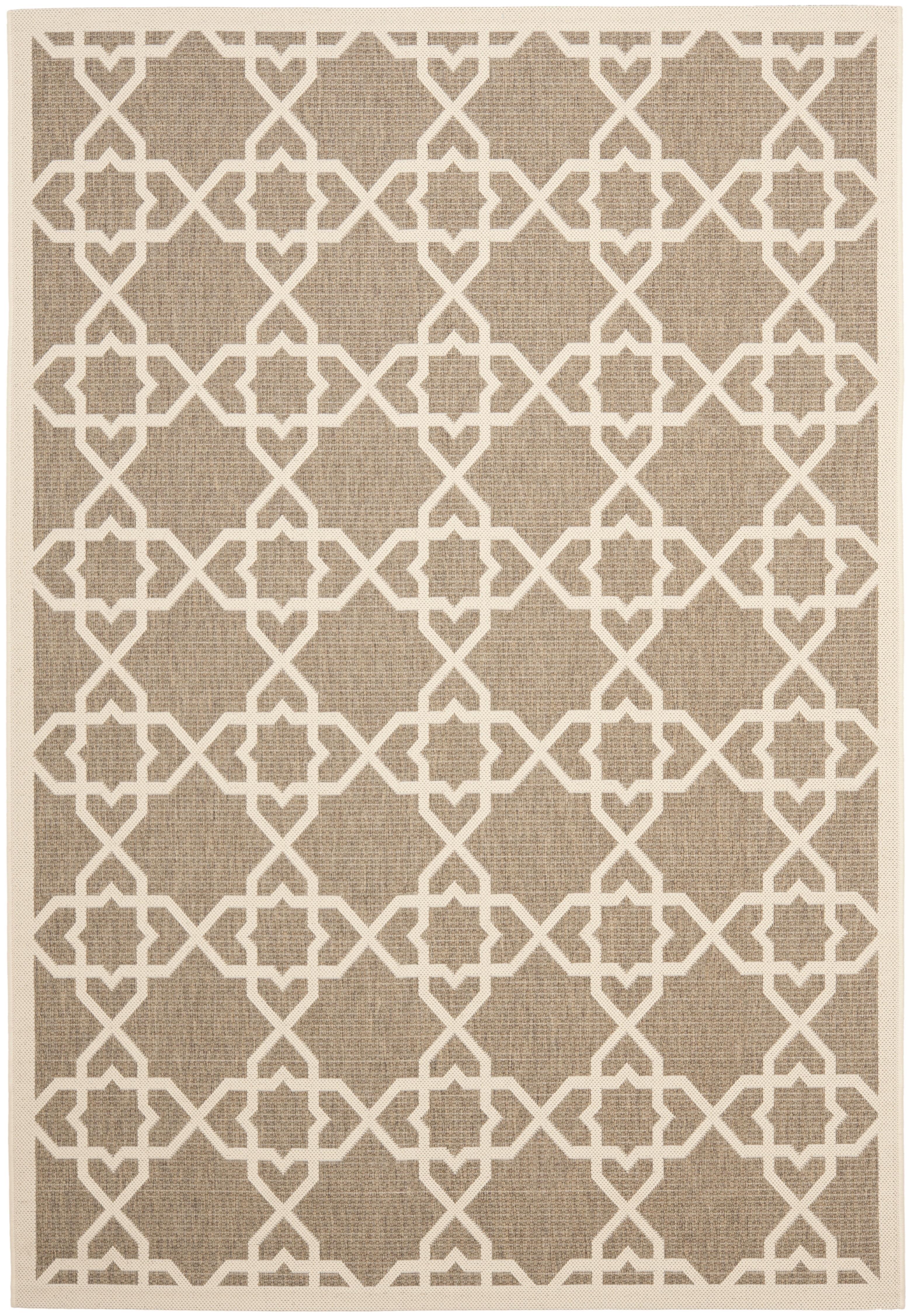 Courtyard CY6032 Power Loomed Indoor and Outdoor Area Rug - Brown/Beige - 4'x5'7" - Safavieh