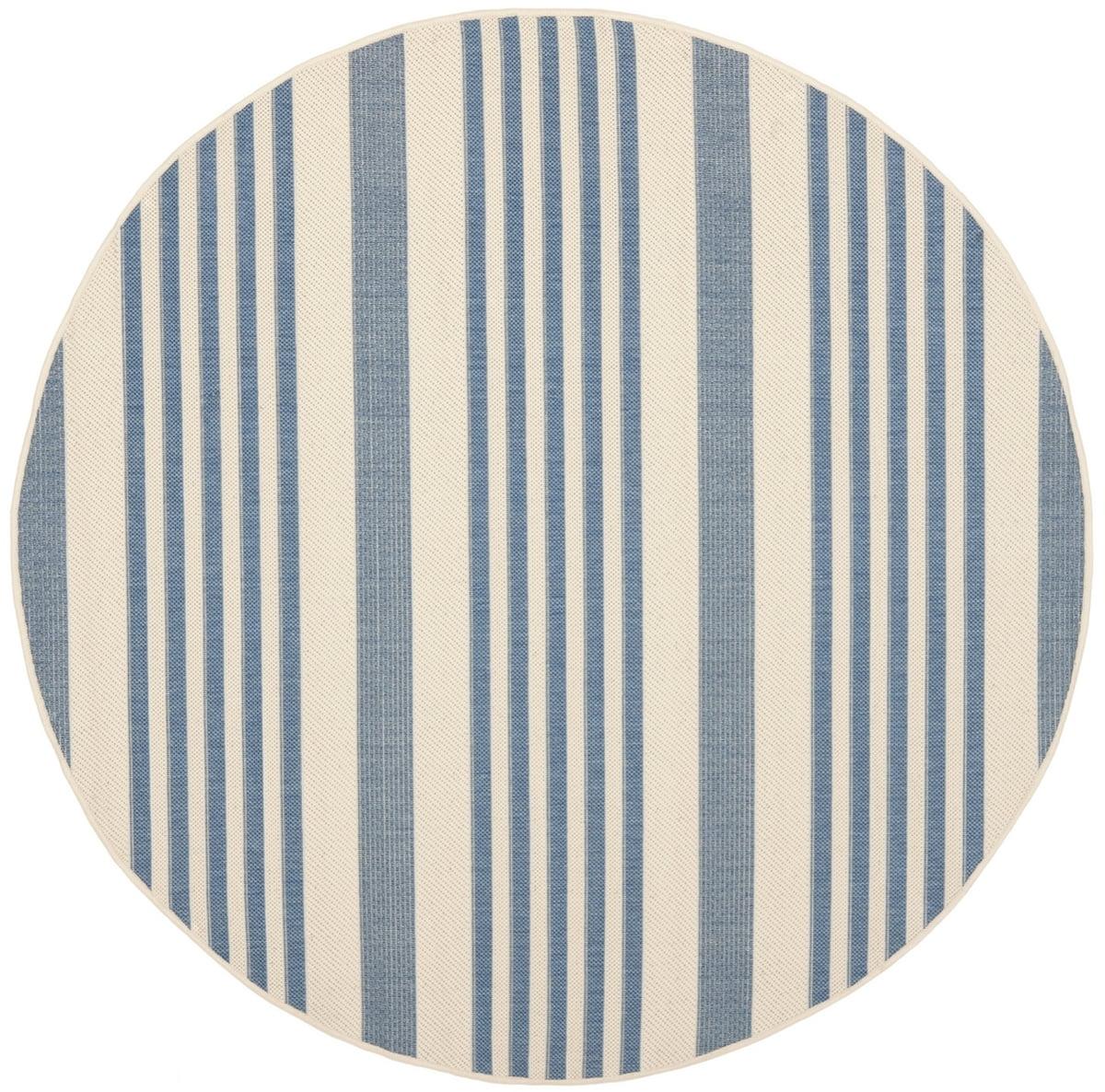 Coastal Charm Easy-Care Blue Synthetic 4' Round Area Rug