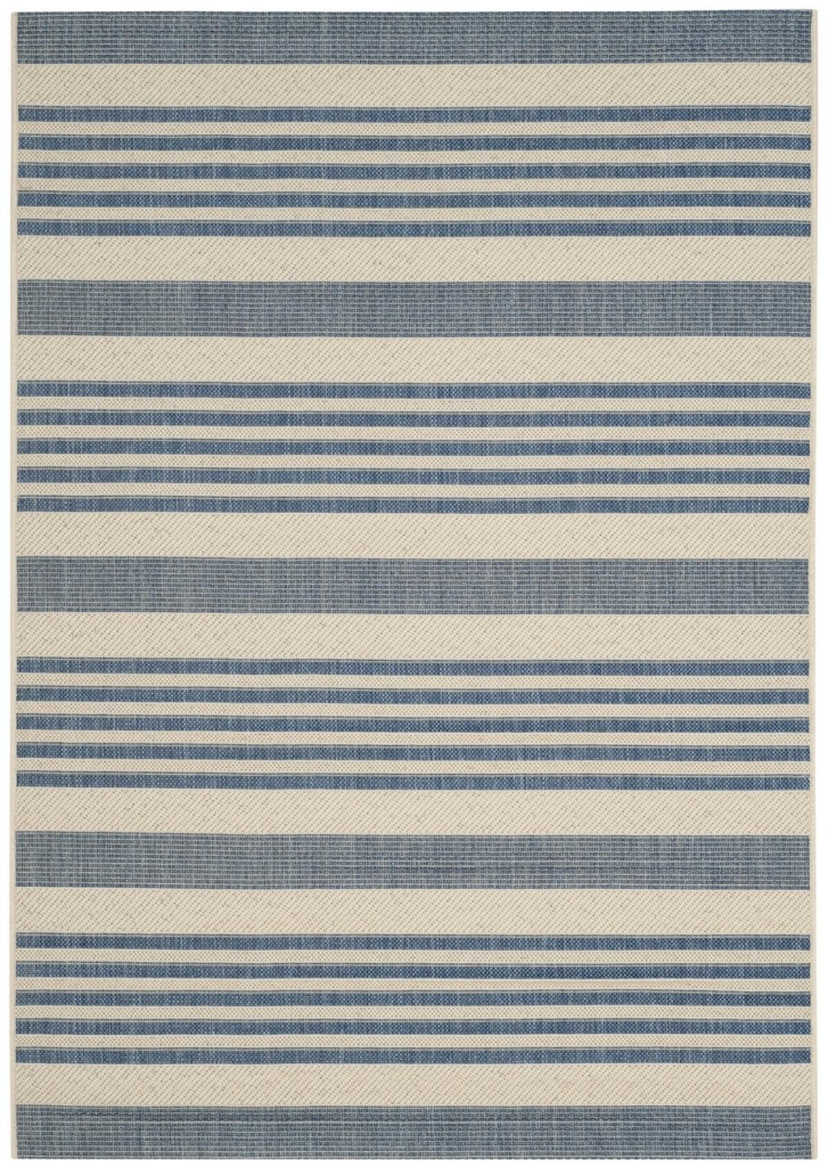 Nautical Navy Stripe 4' x 5'7" Synthetic Easy-Care Indoor/Outdoor Rug