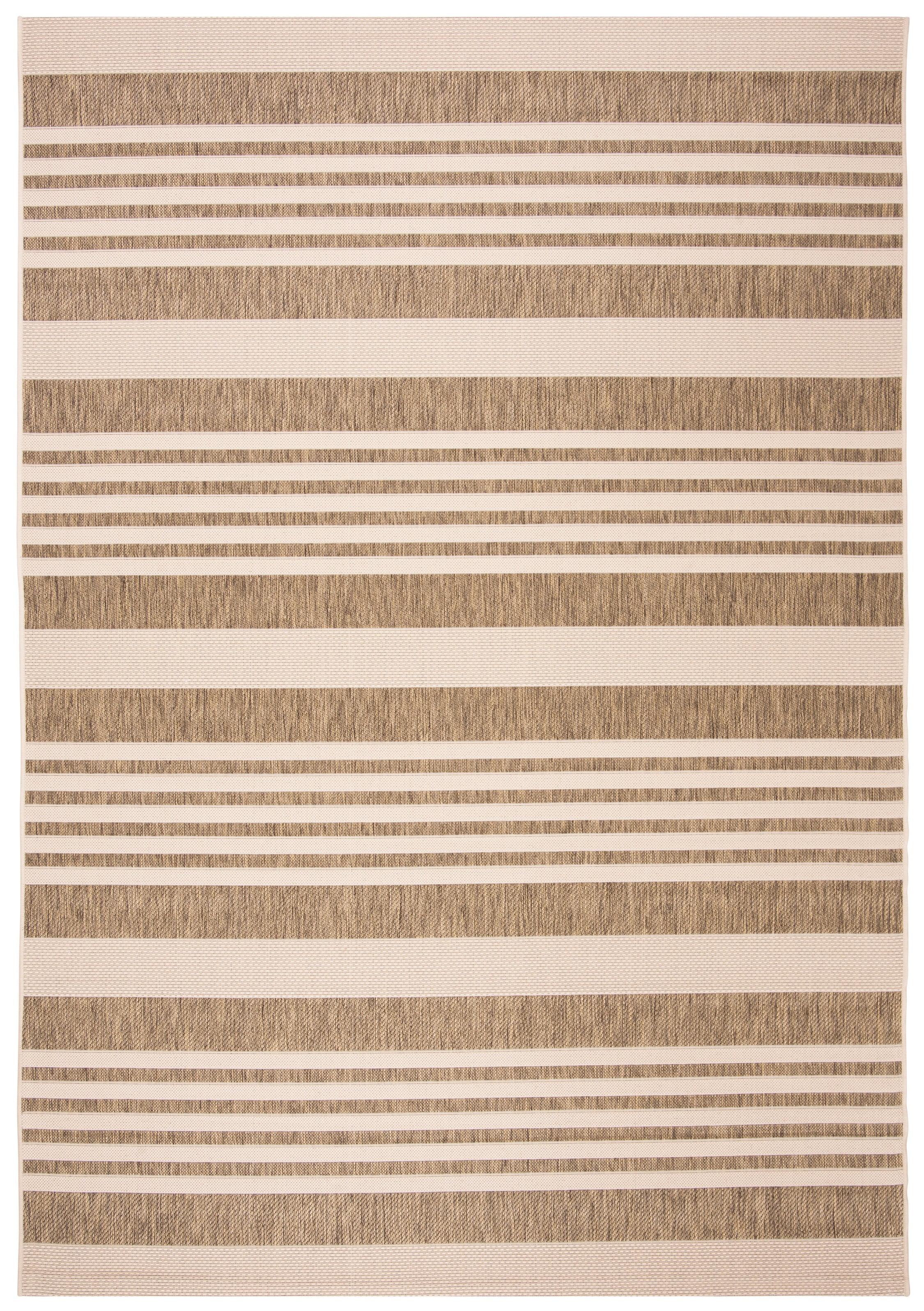 SAFAVIEH Courtyard Caroline Striped Indoor/Outdoor Area Rug, 9' x 12', Brown/Bone