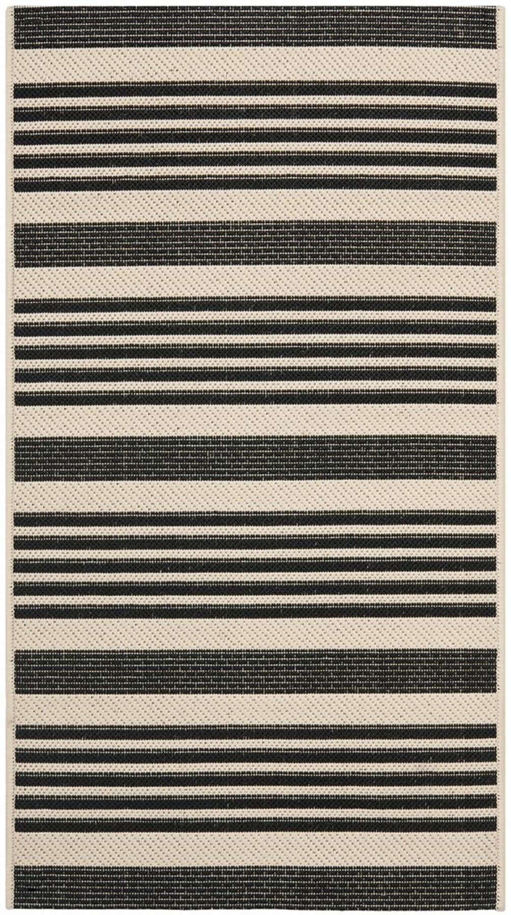 Courtyard CY6062 Power Loomed Indoor/Outdoor Accent Rug - Black/Bone - 2'x3'7" - Safavieh.