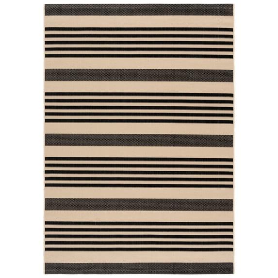 Courtyard CY6062 Power Loomed Indoor/Outdoor Area Rug - Black/Bone - 5'3"x7'7" - Safavieh.