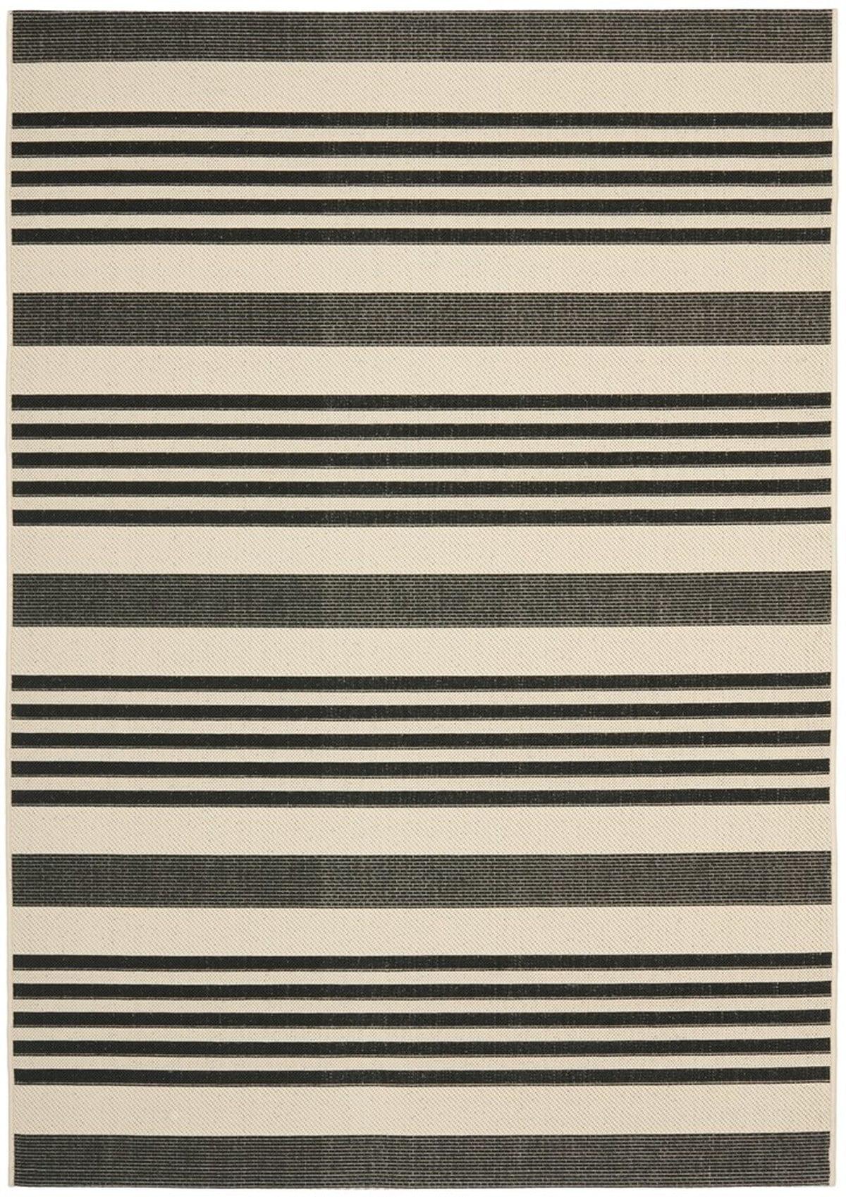 Courtyard CY6062 Power Loomed Indoor/Outdoor Area Rug - Black/Bone - 5'3"x7'7" - Safavieh.
