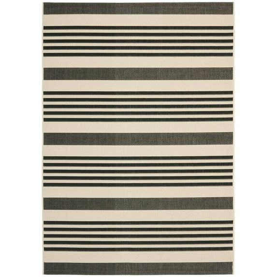 Courtyard CY6062 Power Loomed Indoor/Outdoor Area Rug - Black/Bone - 5'3"x7'7" - Safavieh.