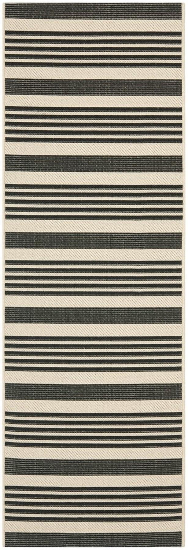 Courtyard Chic Black/Bone 2'3" x 12' Runner Indoor/Outdoor Rug