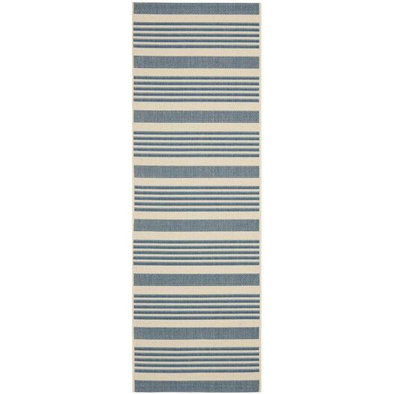 Courtyard CY6062 Power Loomed Indoor/Outdoor Runner Rug - Beige/Blue - 2'3"x16' - Safavieh.