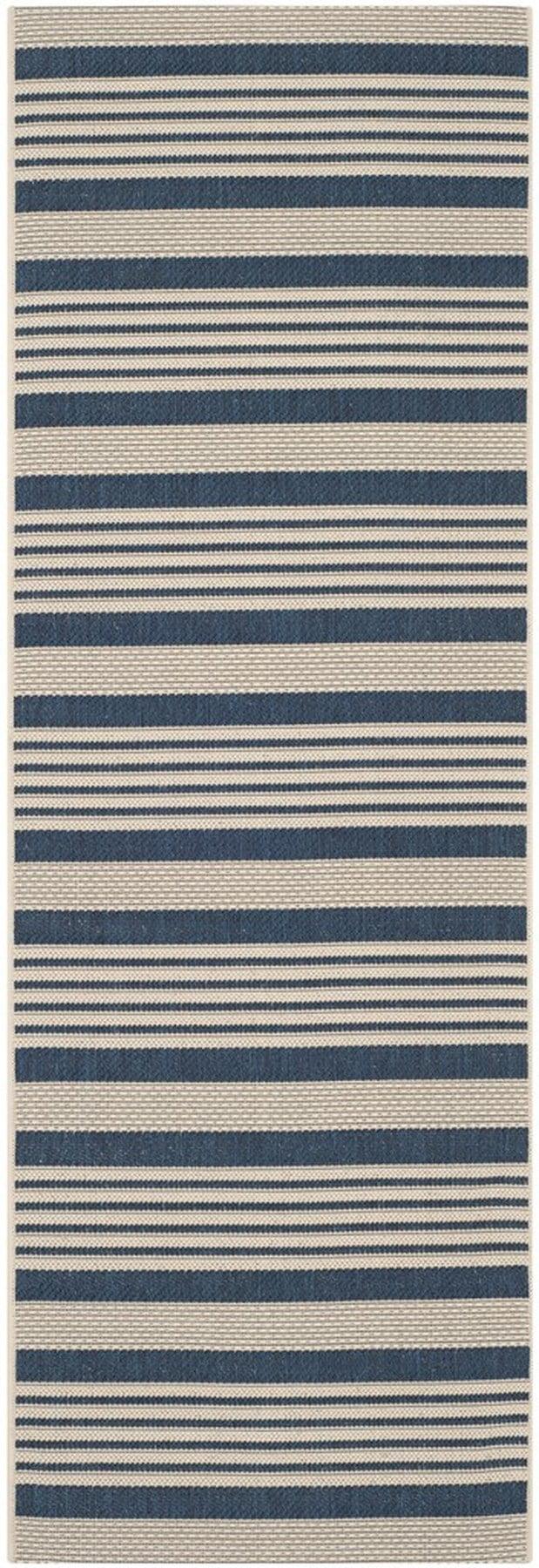 Courtyard CY6062 Power Loomed Indoor/Outdoor Runner Rug - Navy/Beige - 2'3"x6'7" - Safavieh.