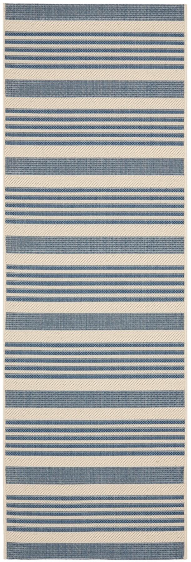 Courtyard CY6062 Power Loomed Indoor/Outdoor Runner Rug - Beige/Blue - 2'3"x12' - Safavieh.