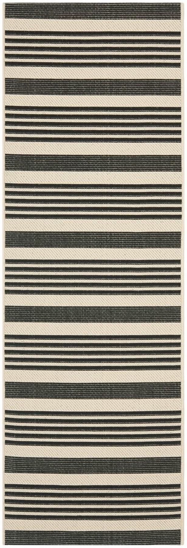 Courtyard CY6062 Power Loomed Indoor/Outdoor Runner Rug - Black/Bone - 2'3"x12' - Safavieh.