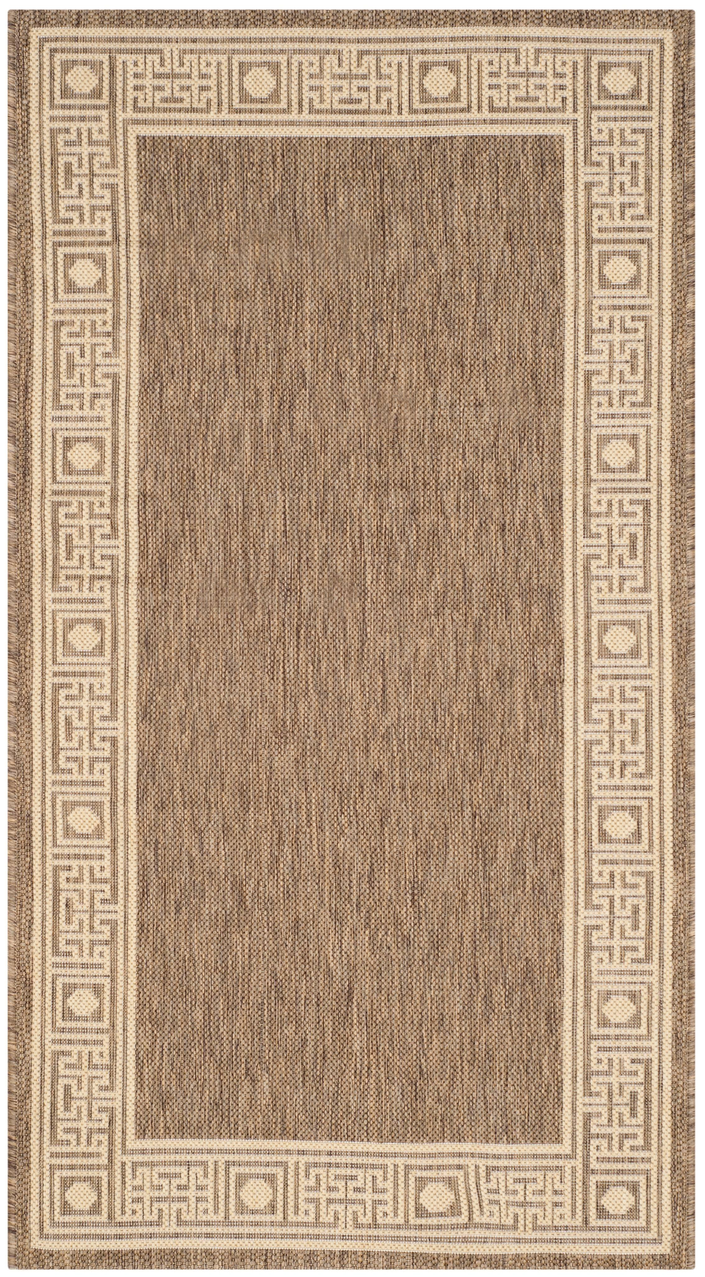 SAFAVIEH Courtyard Chase Oriental Indoor/Outdoor Area Rug, Dark Beige/Beige, 2'7" x 5'