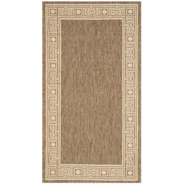 SAFAVIEH Courtyard Chase Oriental Indoor/Outdoor Area Rug, Dark Beige/Beige, 2'7" x 5'
