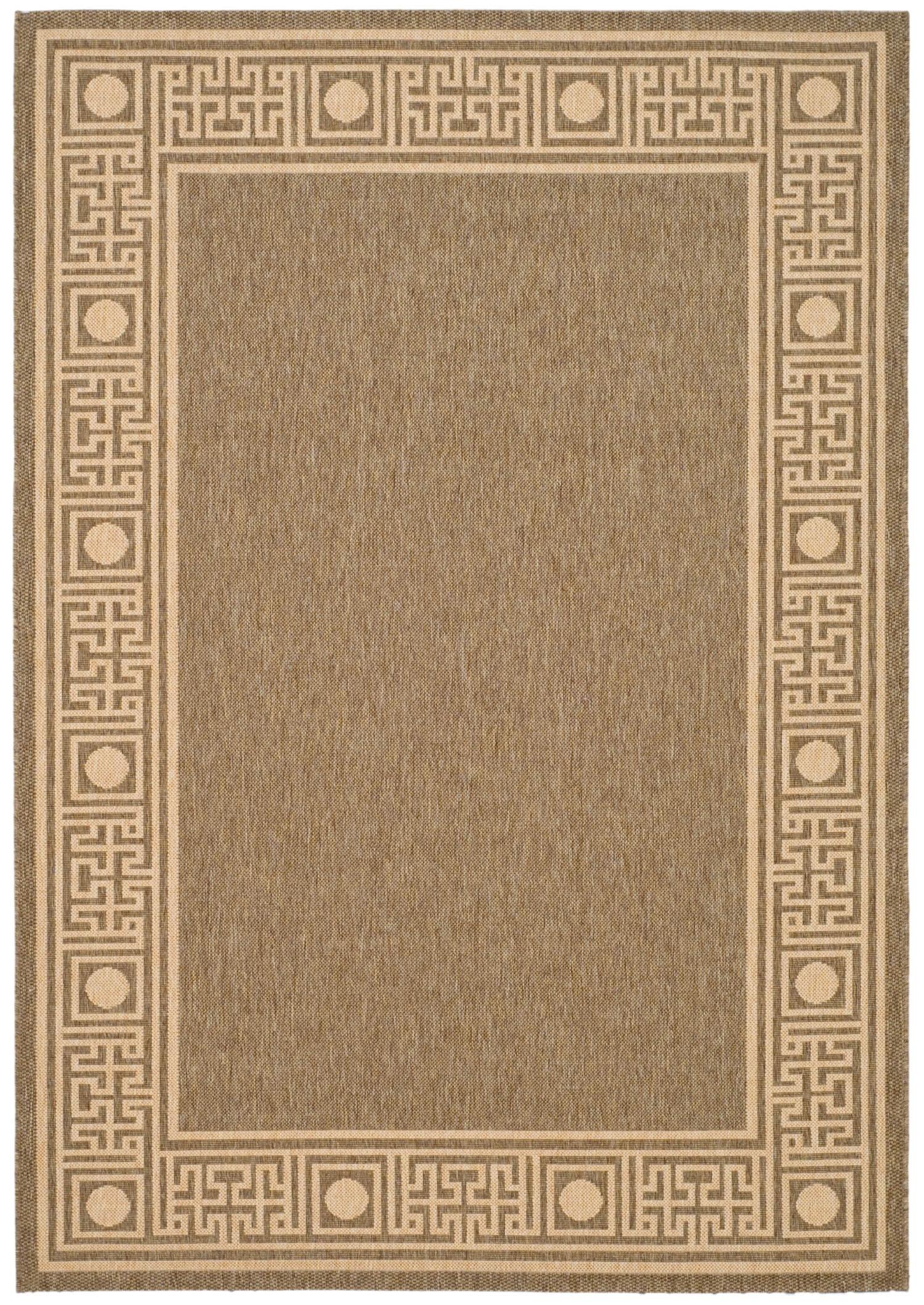 Courtyard CY5143 Power Loomed Indoor and Outdoor Area Rug - Dark Beig/Beige - 4'x5'7" - Safavieh