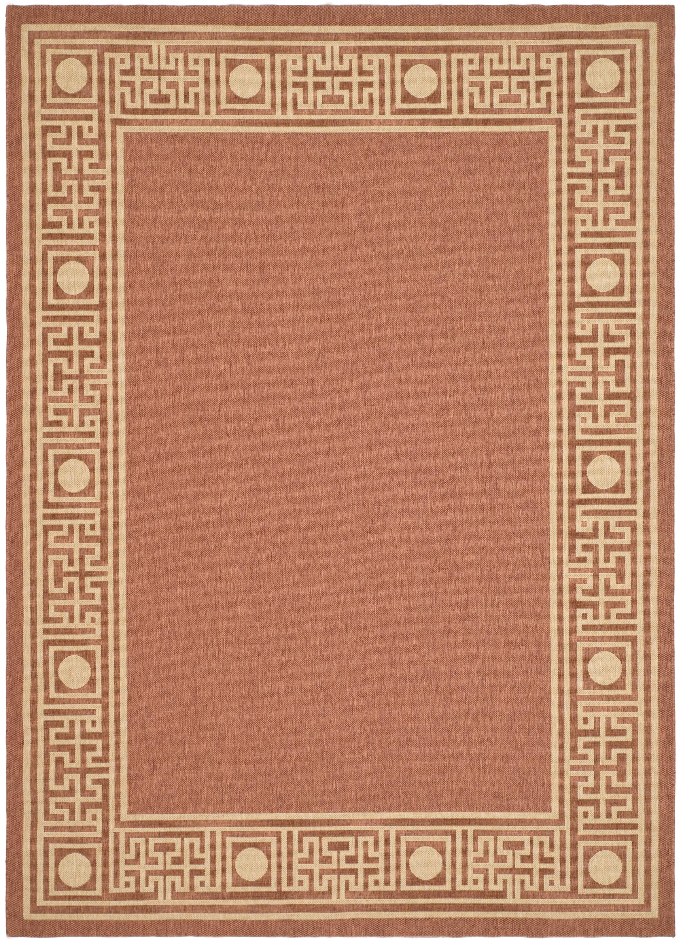 SAFAVIEH Courtyard Chase Oriental Indoor/Outdoor Area Rug, Rust/Sand, 6'7" x 9'6"