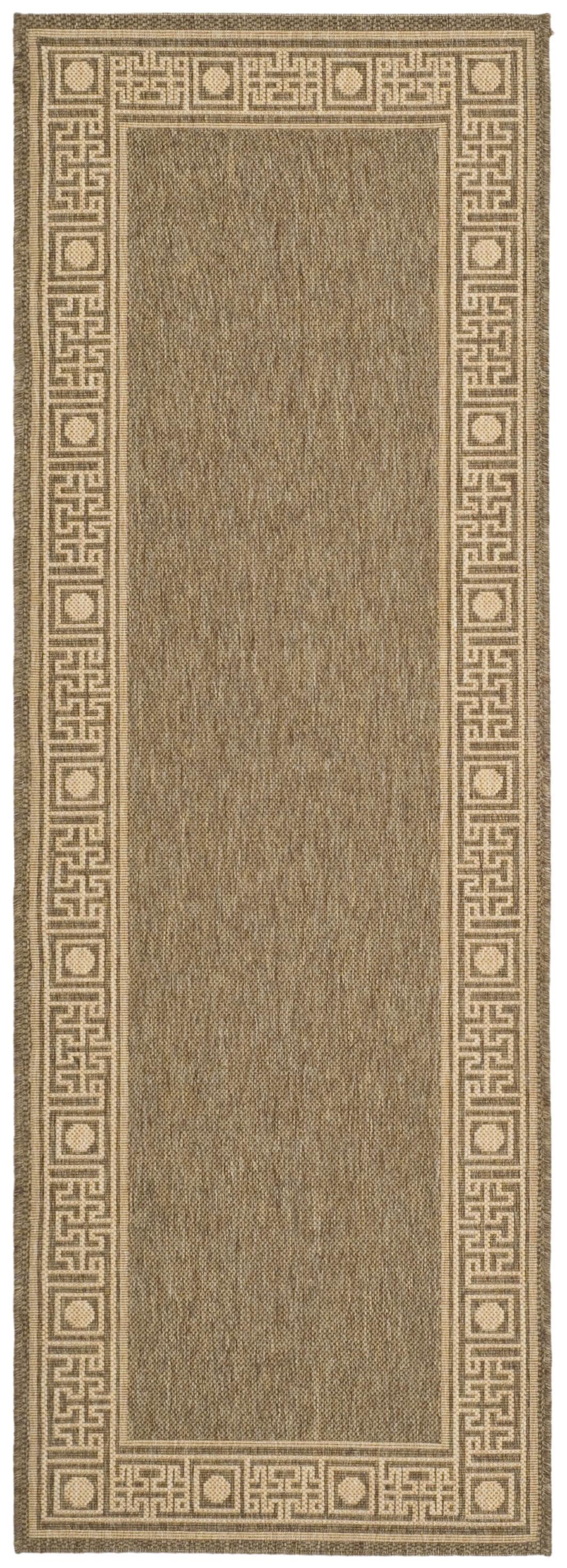 Courtyard CY5143 Power Loomed Indoor and Outdoor Runner Rug - Dark Beig/Beige - 2'7"x8'2" - Safavieh