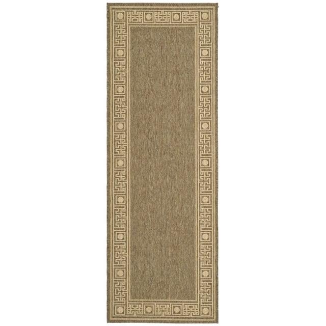Courtyard CY5143 Power Loomed Indoor and Outdoor Runner Rug - Dark Beig/Beige - 2'7"x8'2" - Safavieh