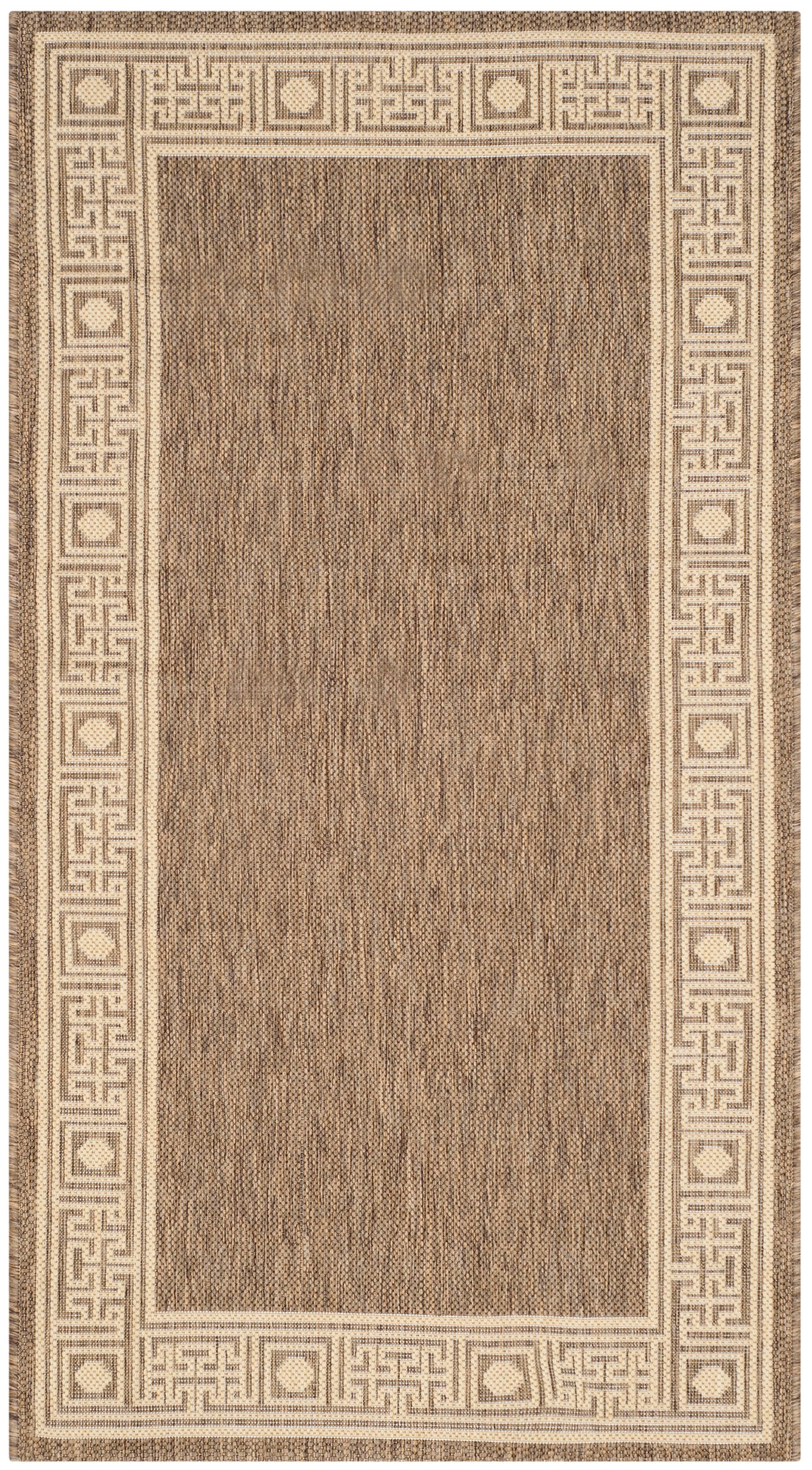 Elegant Dark Beige Rectangular Easy-Care Outdoor Rug, 31"x4"