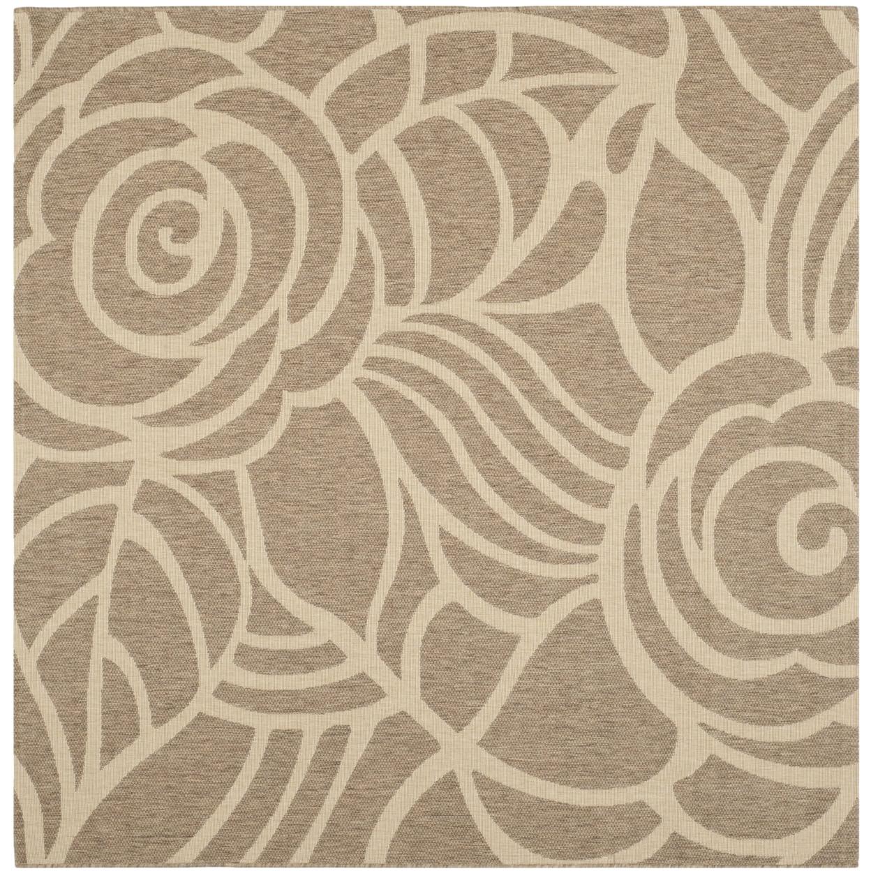 Courtyard CY5141 Power Loomed Indoor/Outdoor Area Rug - Coffee/Sand - 6'7"x6'7" - Safavieh.