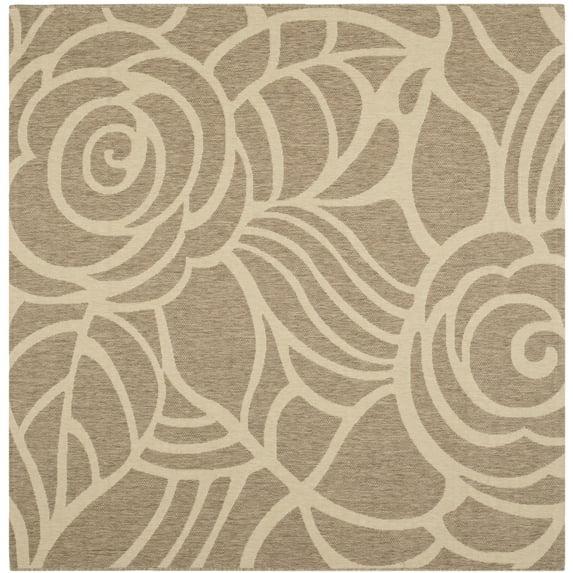 Courtyard CY5141 Power Loomed Indoor/Outdoor Area Rug - Coffee/Sand - 6'7"x6'7" - Safavieh.