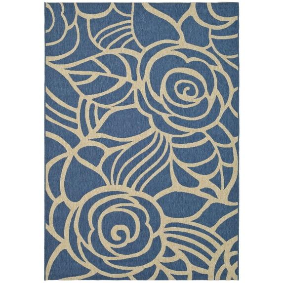 Courtyard CY5141 Power Loomed Indoor/Outdoor Area Rug - Blue/Beige - 6'7"x9'6" - Safavieh.