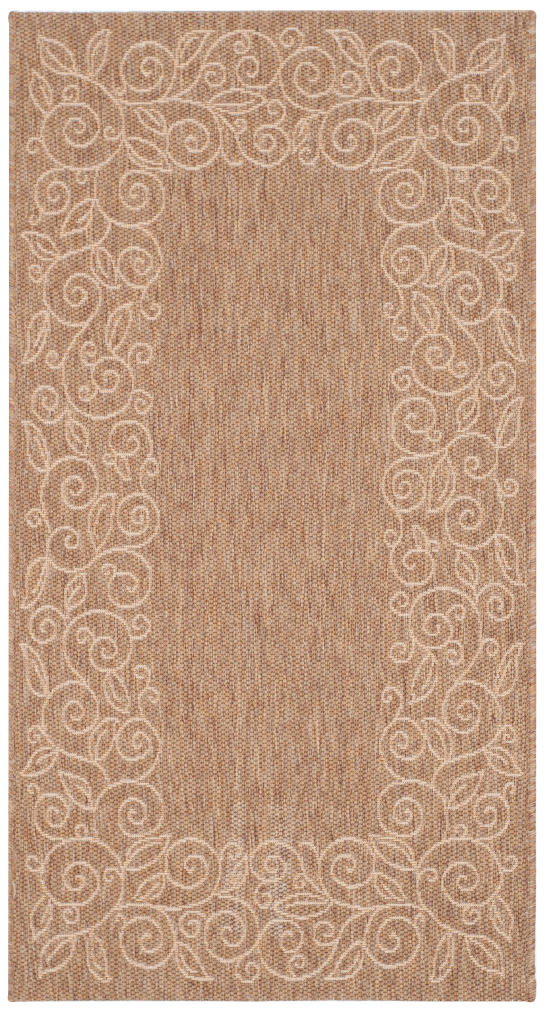 SAFAVIEH Courtyard Chole Bordered Indoor/Outdoor Area Rug, Dark Beige/Beige, 2'7" x 5'