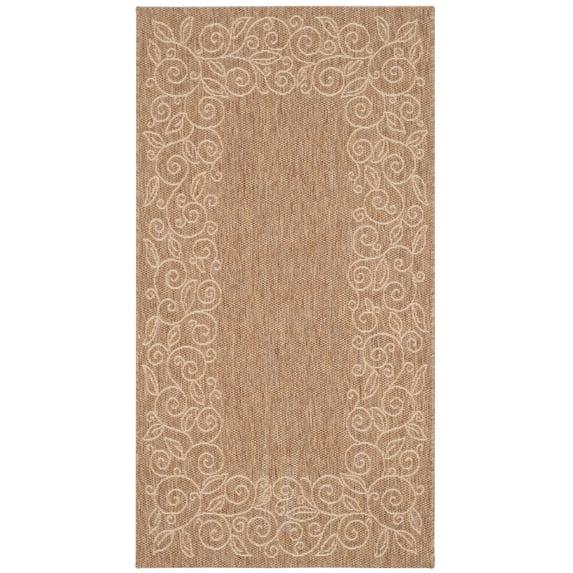 SAFAVIEH Courtyard Chole Bordered Indoor/Outdoor Area Rug, Dark Beige/Beige, 2'7" x 5'