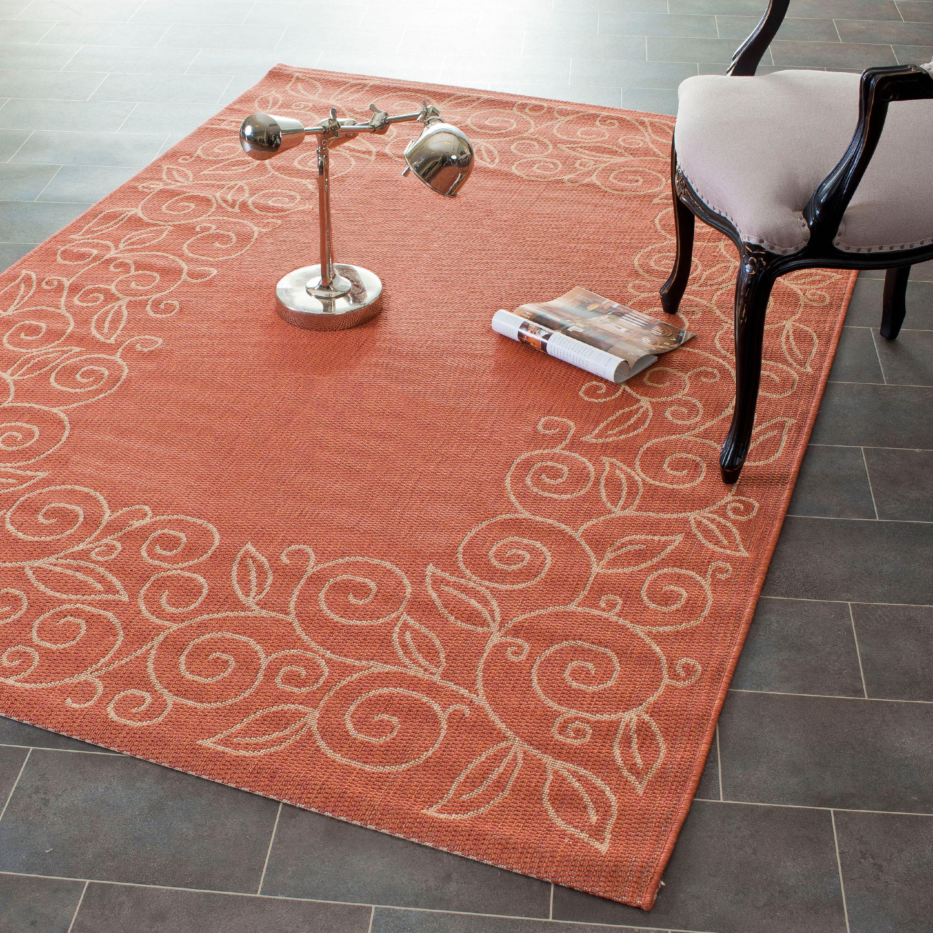 Courtyard CY5139 Power Loomed Indoor and Outdoor Area Rug - Terracotta/Beige - 4'x5'7" - Safavieh