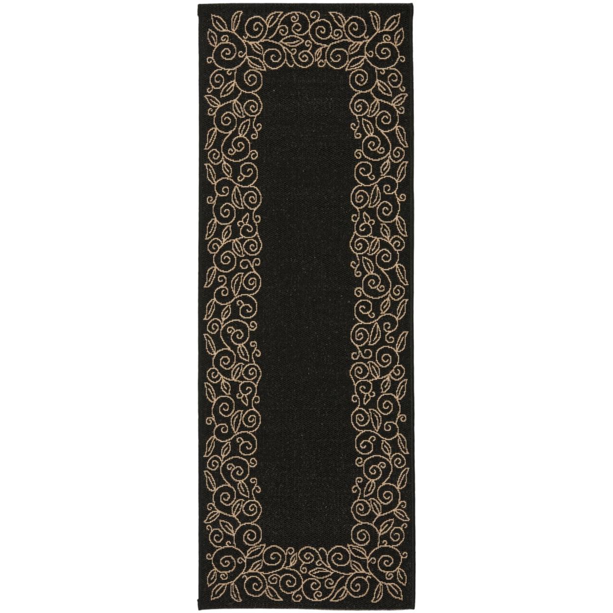 Courtyard CY5139 Power Loomed Indoor and Outdoor Runner Rug - Black/Beige - 2'3"x6'7" - Safavieh