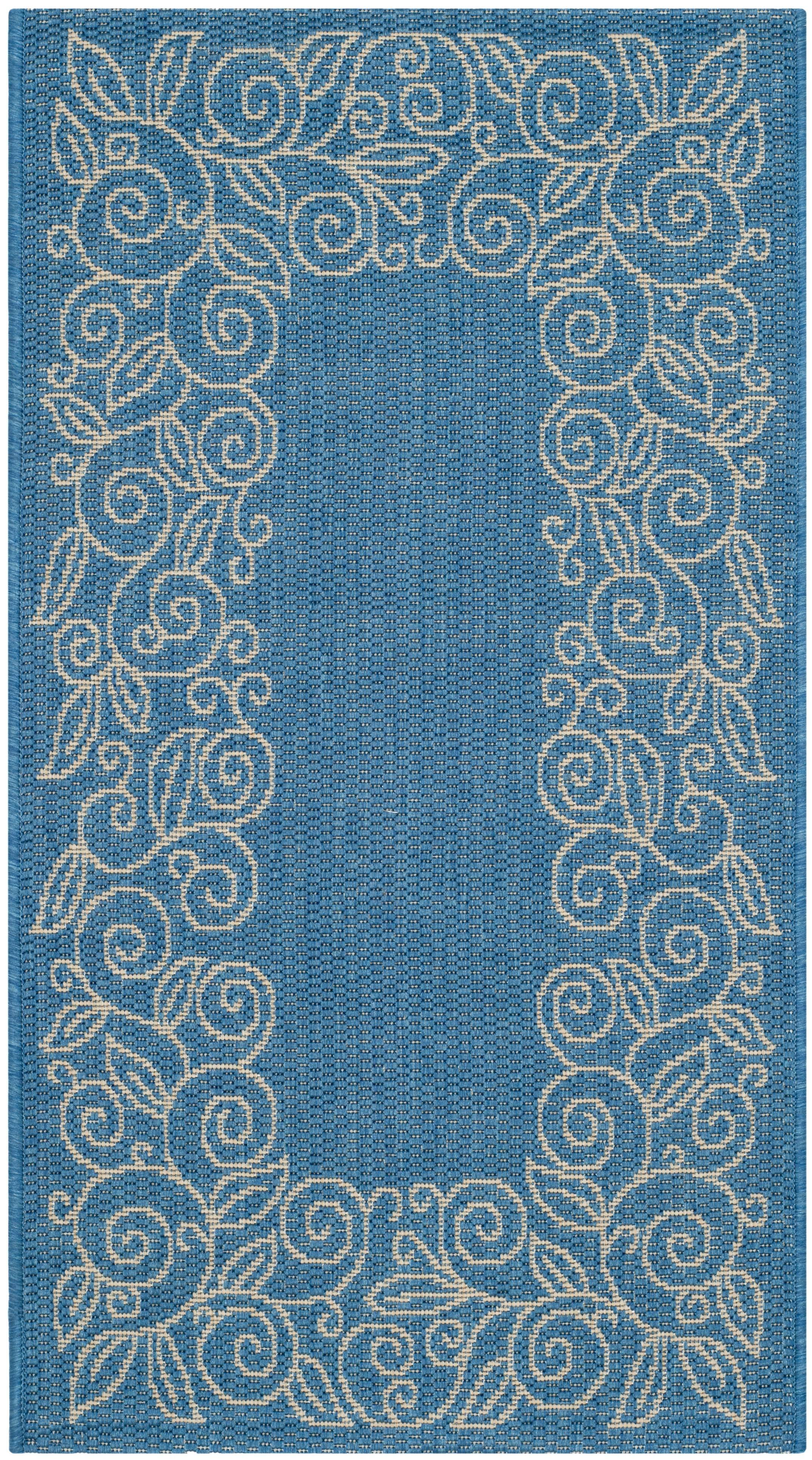 Courtyard CY5139 Power Loomed Indoor and Outdoor Accent Rug - Blue/Beige - 2'x3'7" - Safavieh