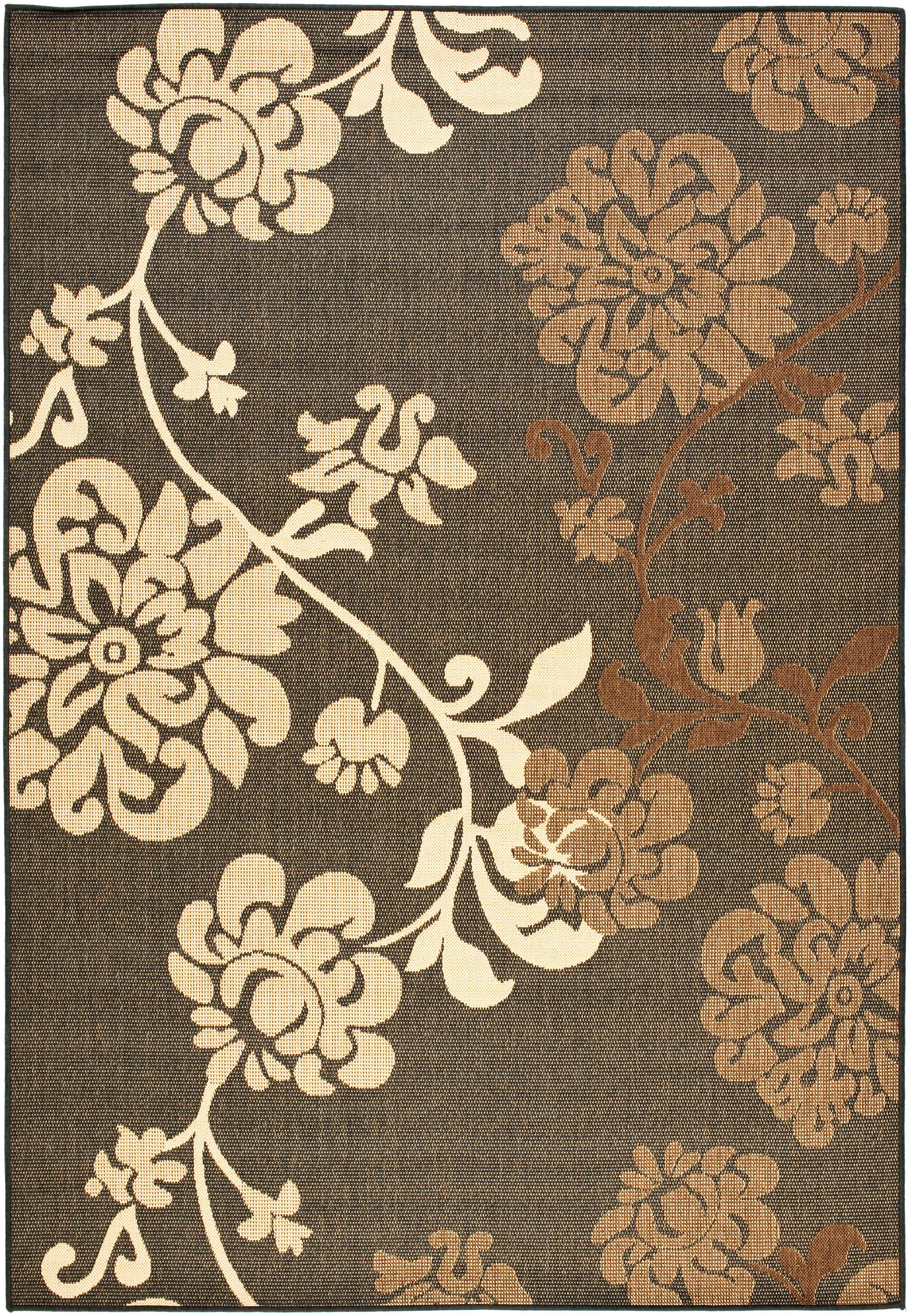 SAFAVIEH Courtyard Cindy Floral Indoor/Outdoor Area Rug, 2'7" x 5', Black Natural/Brown