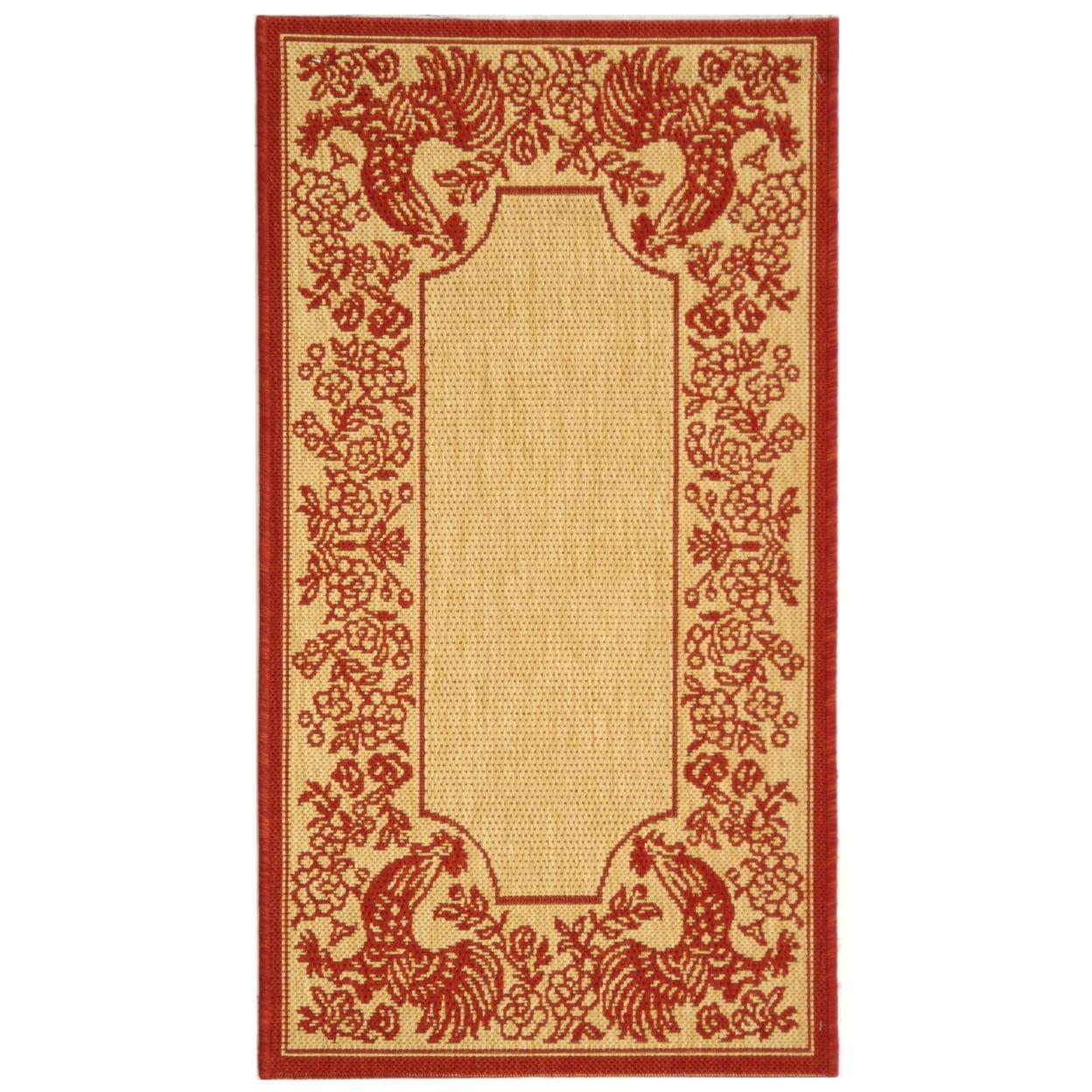 Natural Red Rectangular Synthetic Outdoor Area Rug