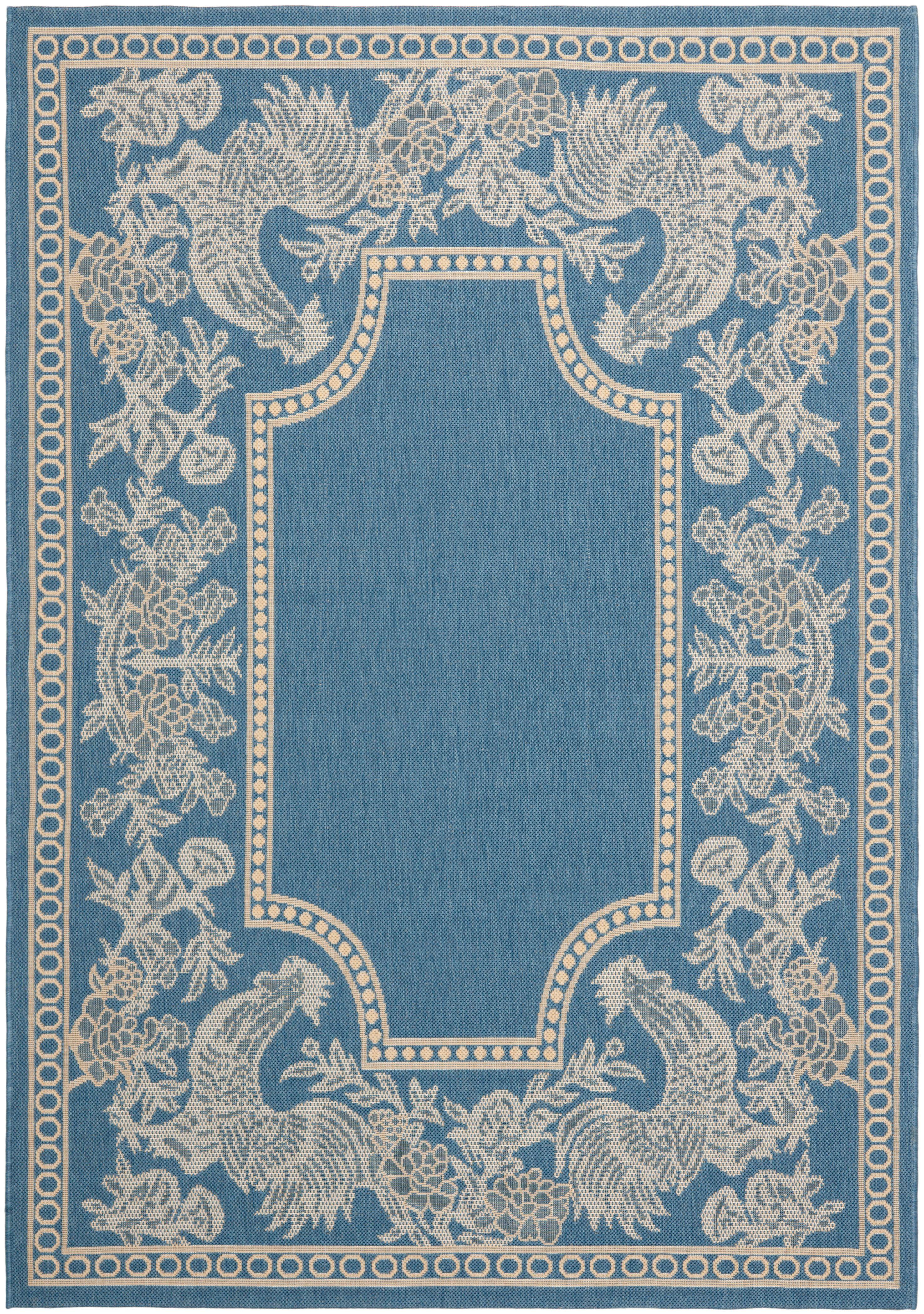 Blue and Natural Rectangular Reversible Synthetic Area Rug