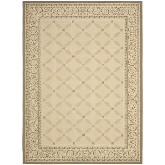 SAFAVIEH Courtyard Cohen Bordered Indoor/Outdoor Area Rug, Dark Beige/Beige, 9' x 12'