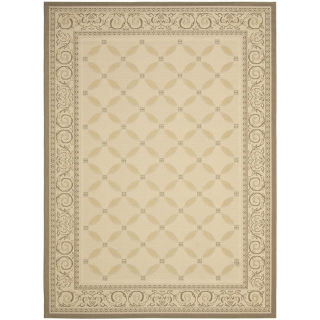 SAFAVIEH Courtyard Cohen Bordered Indoor/Outdoor Area Rug, Dark Beige/Beige, 9' x 12'