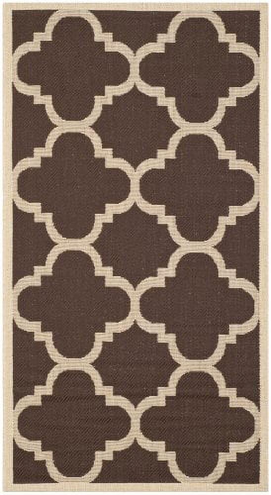 Safavieh Courtyard Becky Quatrefoil Indoor/Outdoor Area Rug, 2' x 3'7", Dark Brown