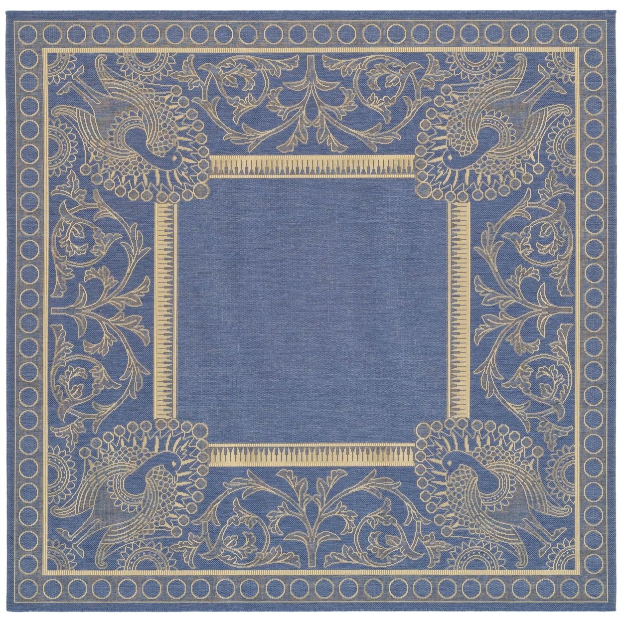 Courtyard CY2965 Power Loomed Indoor/Outdoor Area Rug - Blue/Natural - 7'1x7'1 - Safavieh.