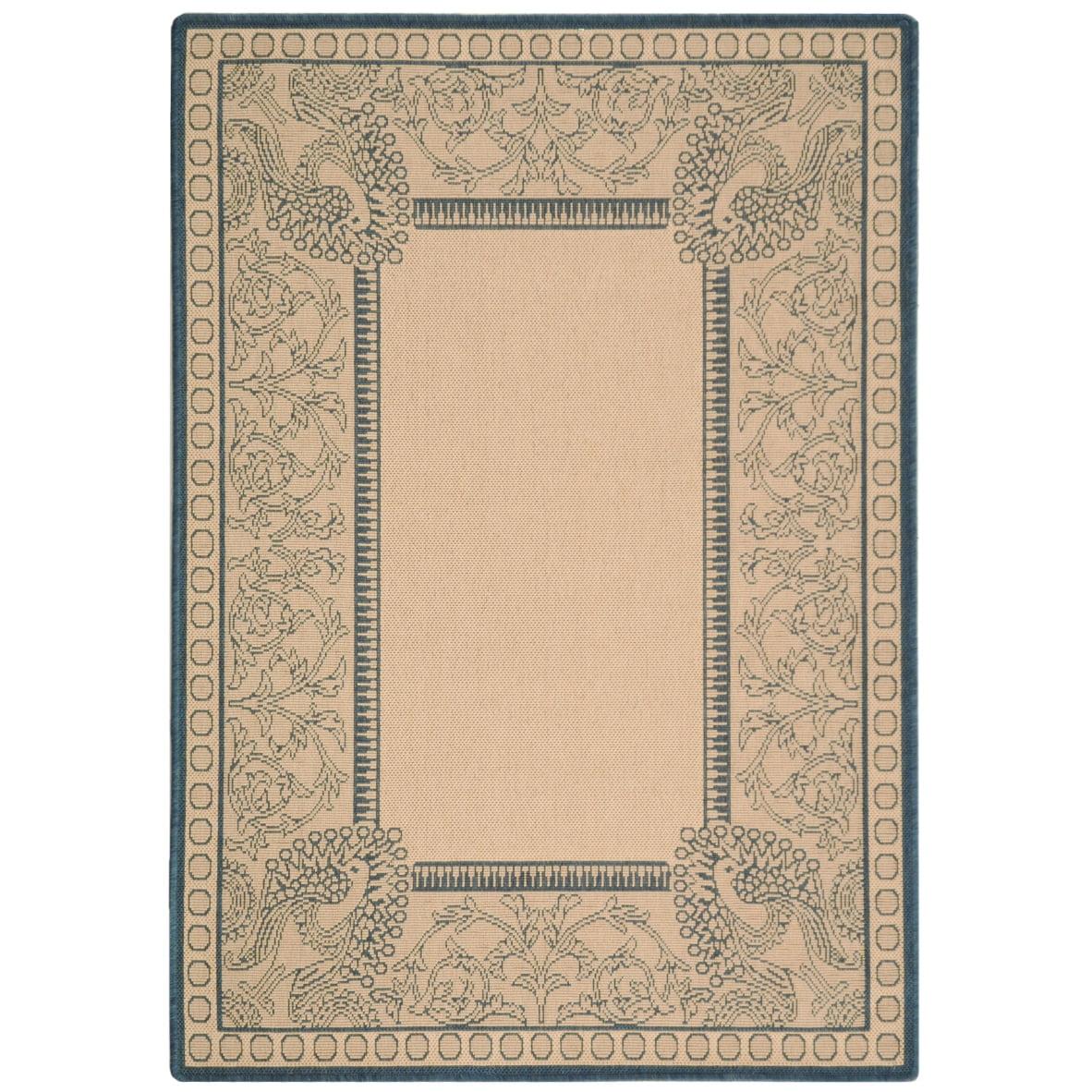 Courtyard CY2965 Power Loomed Indoor/Outdoor Area Rug - Natural/Blue - 4'x5'7" - Safavieh.