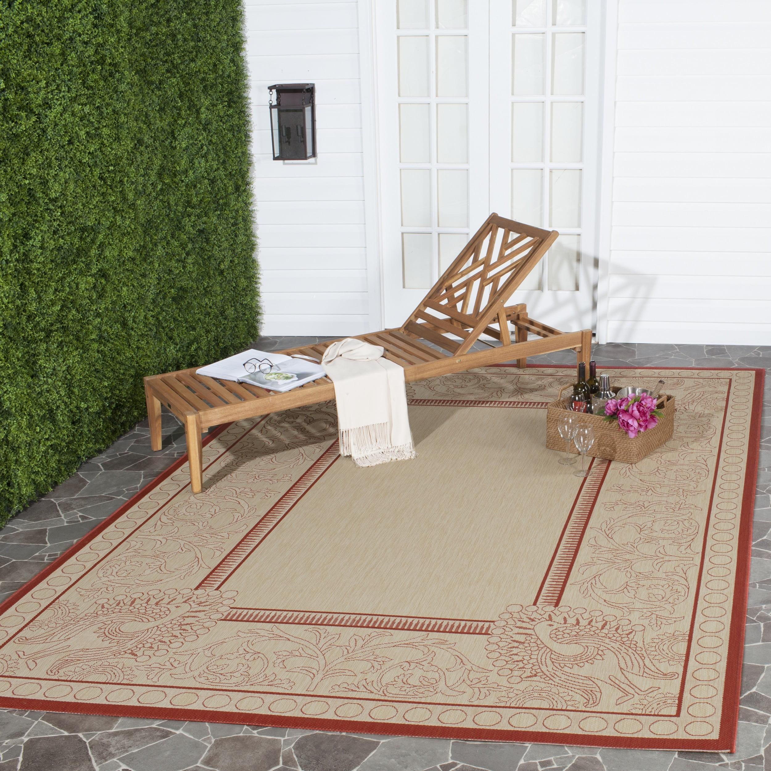 Courtyard CY2965 Power Loomed Indoor/Outdoor Accent Rug - Natural/Red - 2'7"x5' - Safavieh.