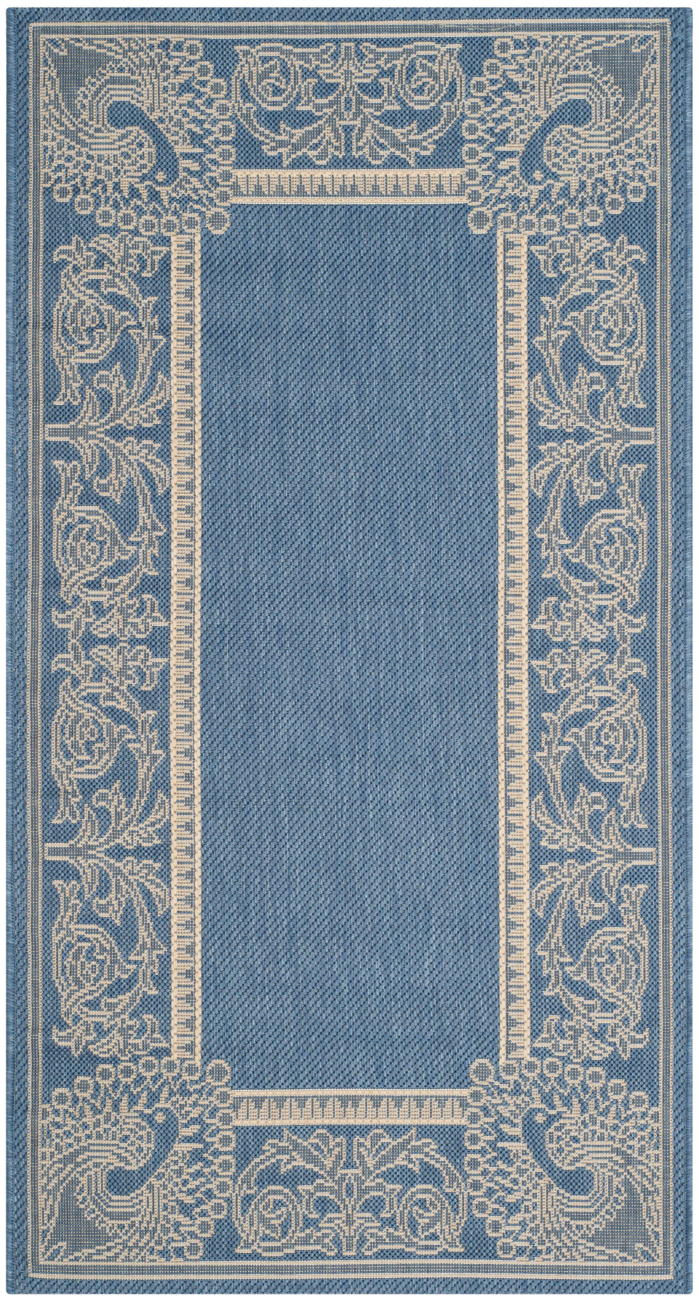 Courtyard CY2965 Power Loomed Indoor/Outdoor Accent Rug - Blue/Natural - 2'x3'7" - Safavieh.