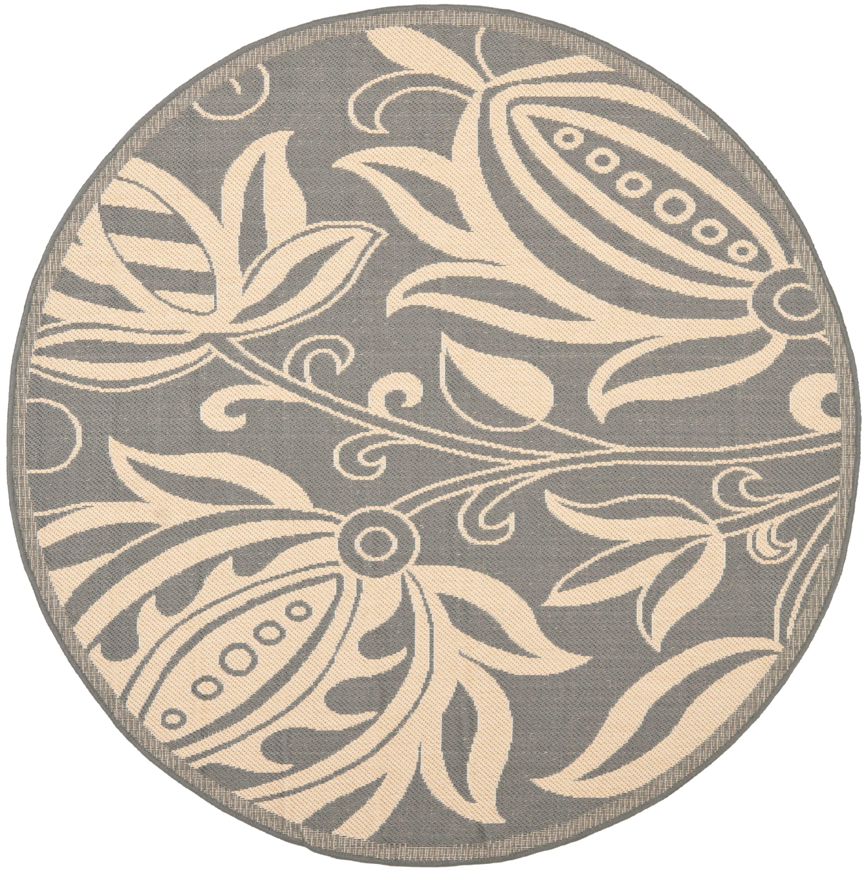 Courtyard CY2961 Power Loomed Indoor and Outdoor Area Rug - Grey/Natural - 7'10" Round - Safavieh