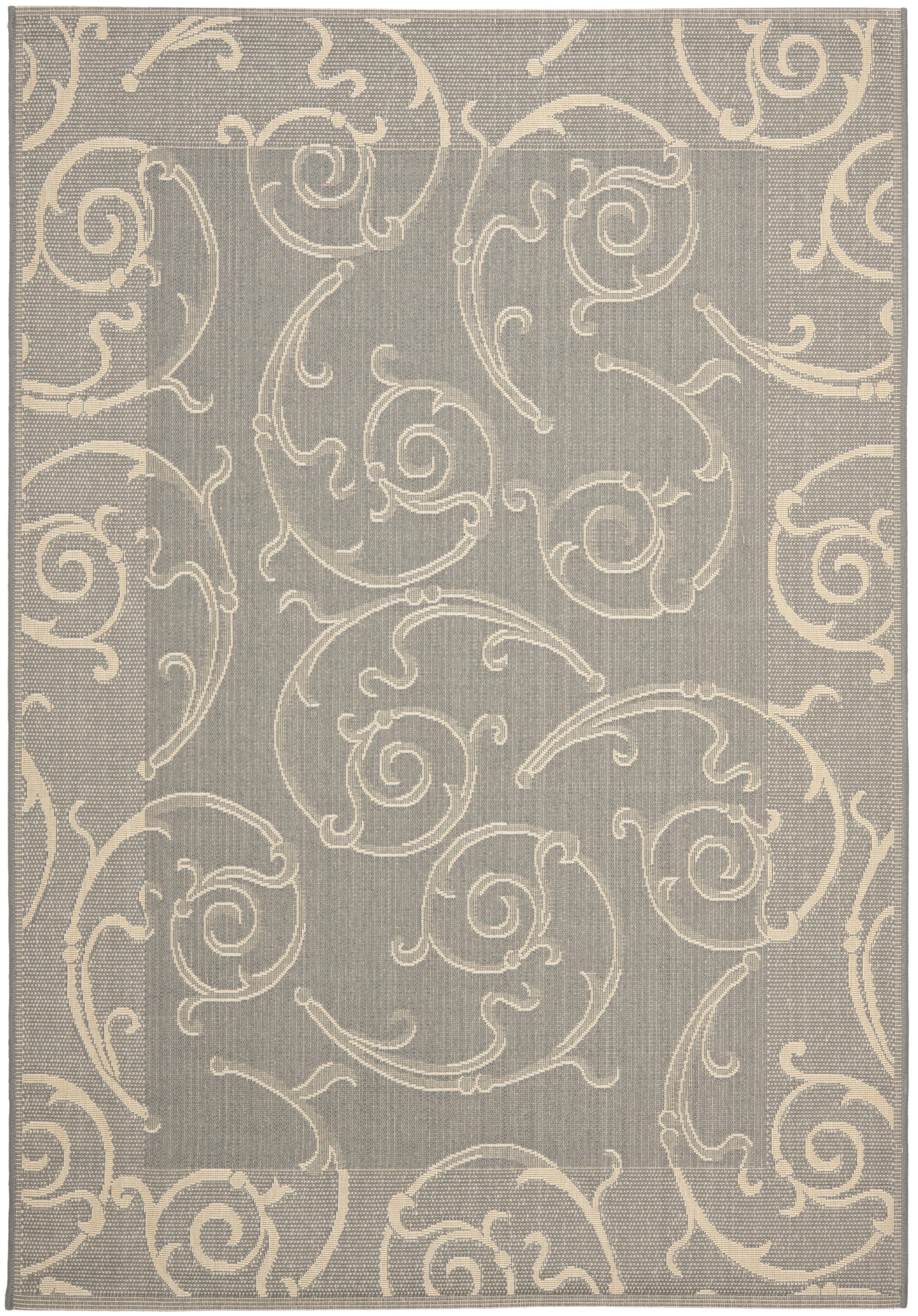 Courtyard CY2665 Power Loomed Indoor and Outdoor Area Rug - Grey/Natural - 5'3"x7'7" - Safavieh