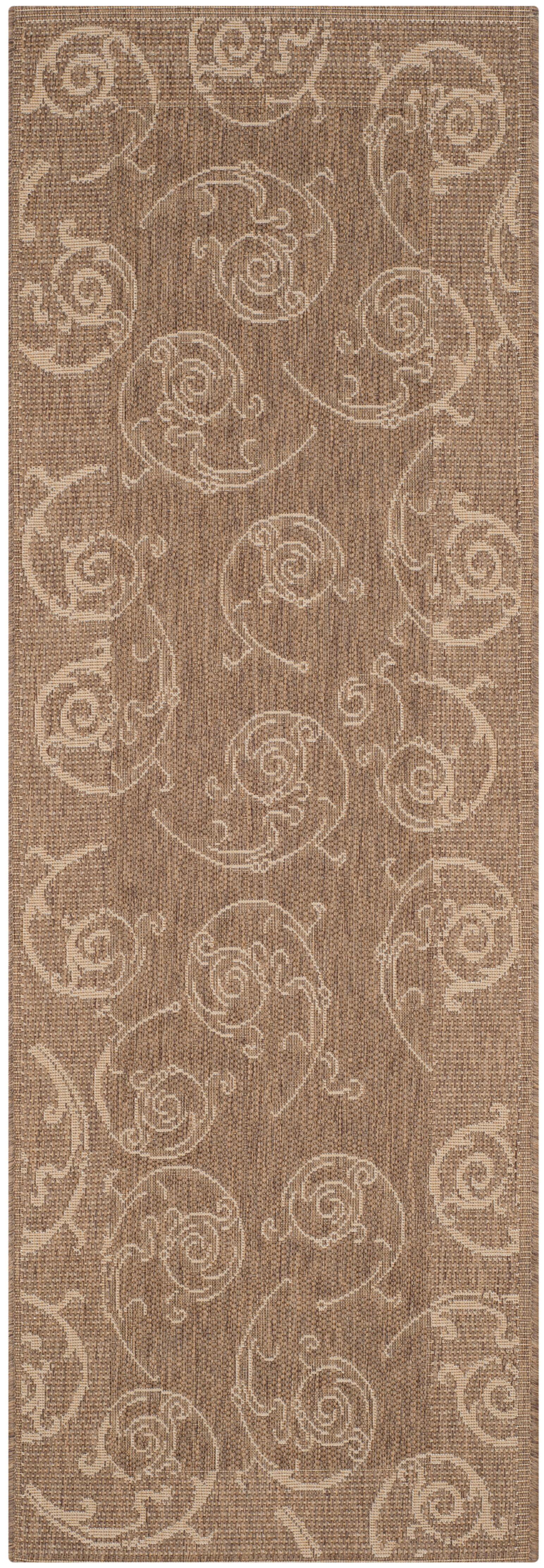 SAFAVIEH Courtyard Daniel Oriental Indoor/Outdoor Runner Rug, Brown/Natural, 2'3" x 6'7"