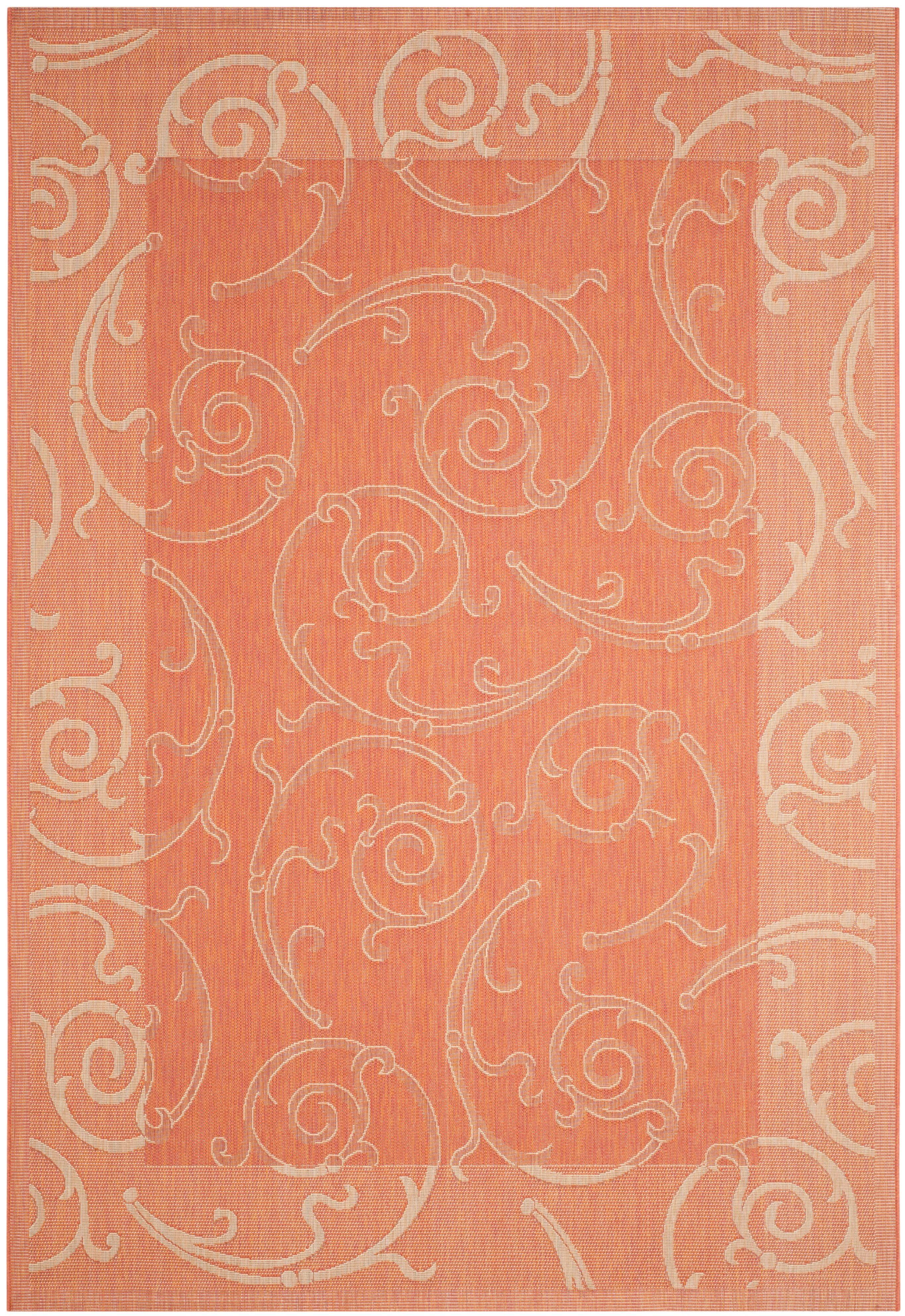Courtyard CY2665 Power Loomed Indoor and Outdoor Area Rug - Terracotta/Natural - 4'x5'7" - Safavieh